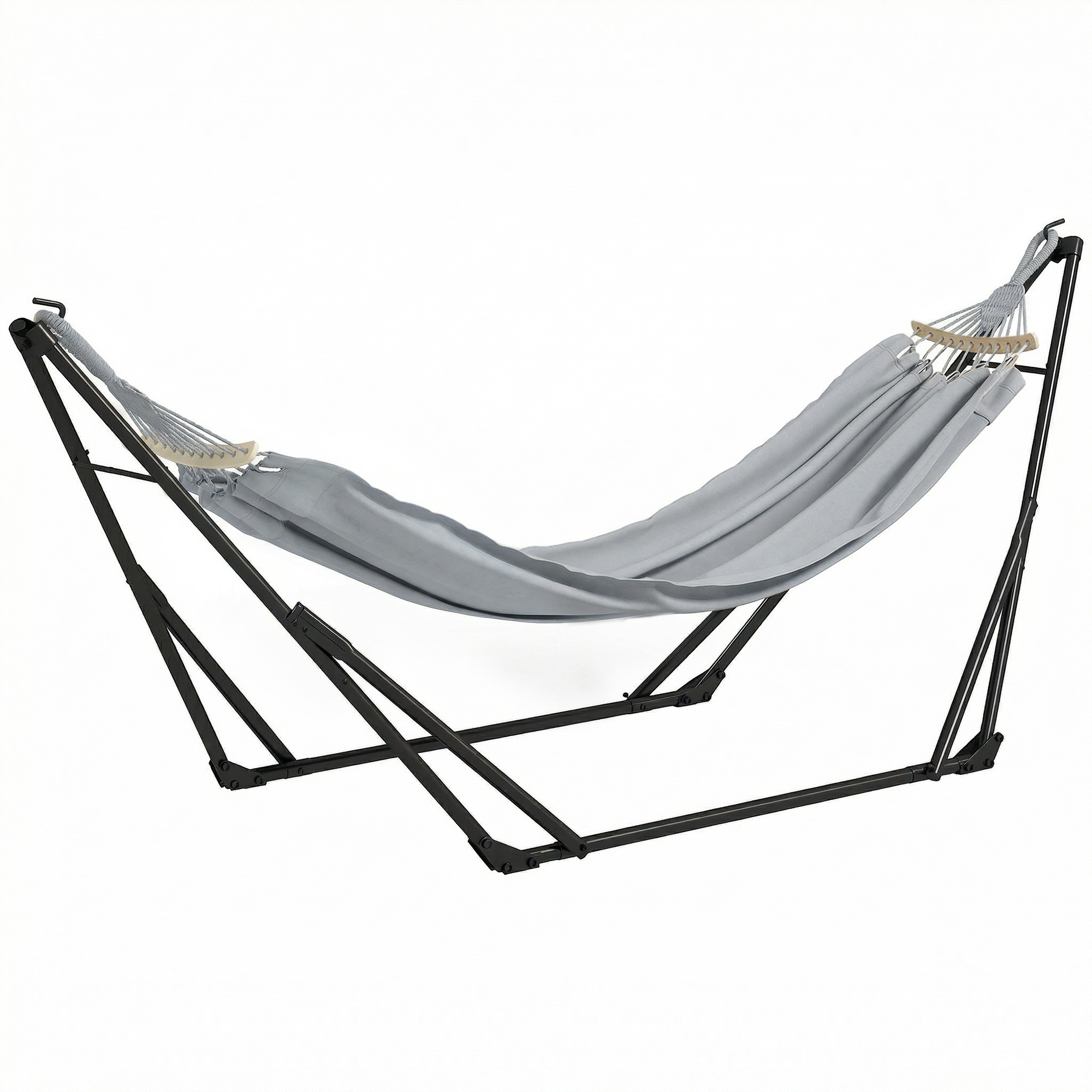 Outsunny Soporte con Hamaca Plegable de Acero, 2 en 1 para Hamaca o Silla Colgante, Bolsa de Transporte Incluida 268x89x100cm Gris