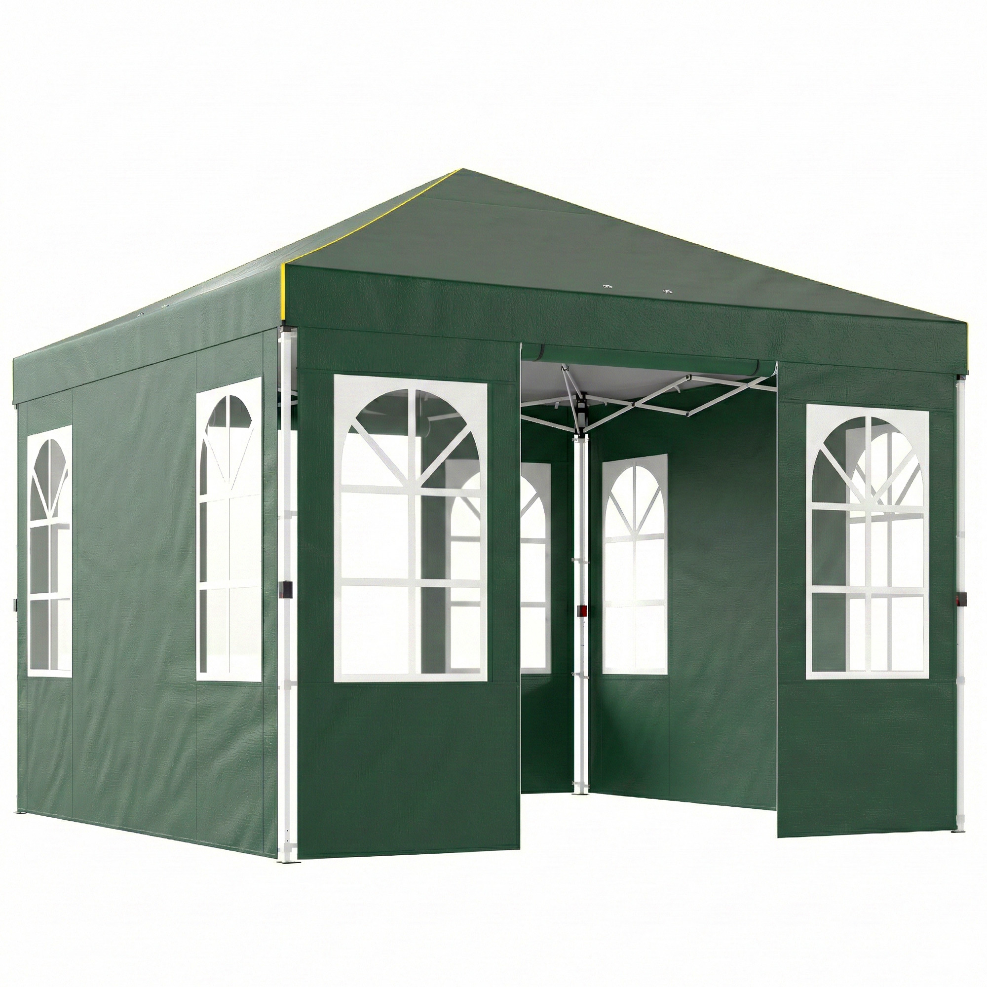 Outsunny Carpa Plegable 3x3 m Pop-up con UPF50+ 4 Laterales Desmontables Altura Ajustable y Bolsa de Transporte Verde