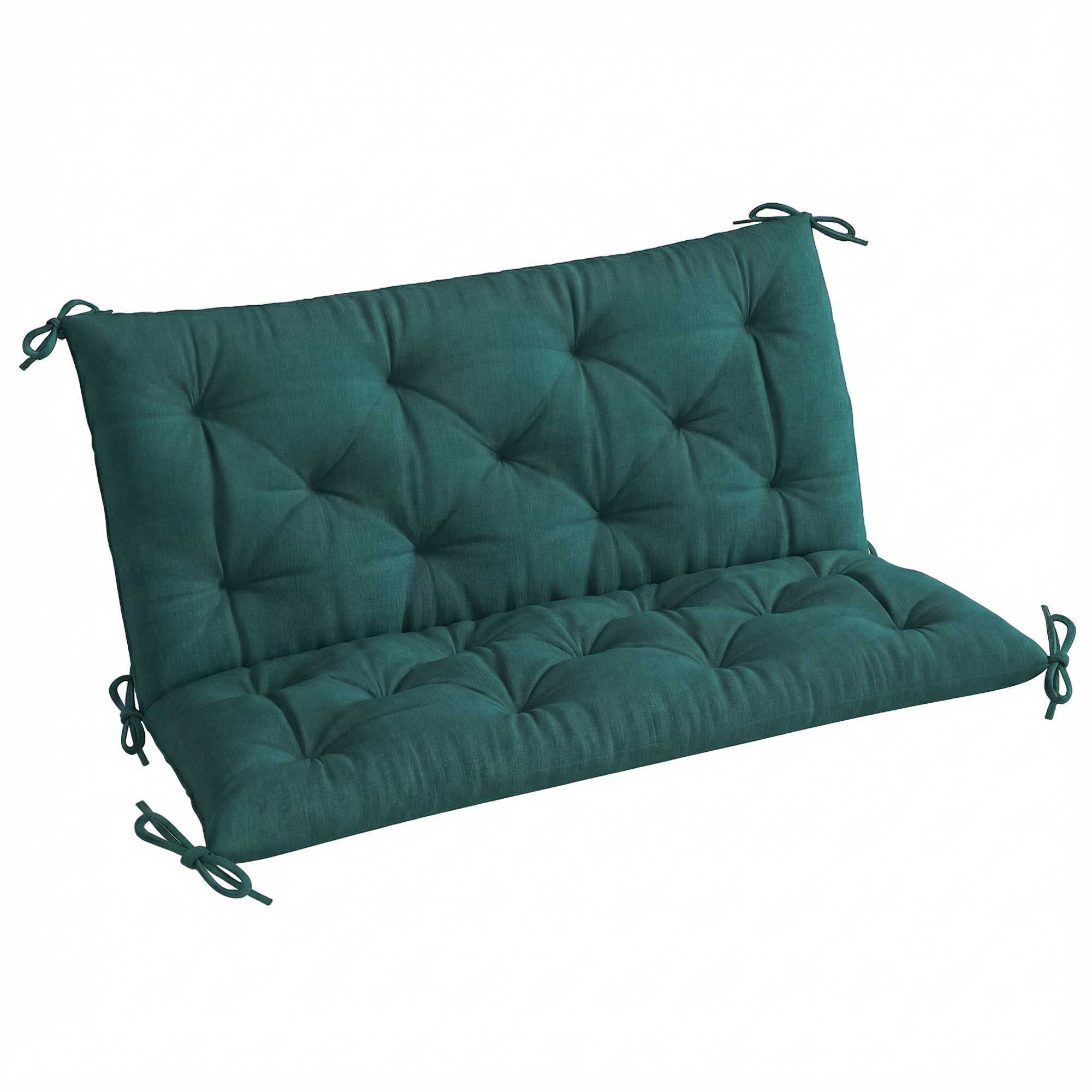 Outsunny 2 Seater Bench Pad, Garden Chair Cushion with Back and Ties for Indoor and Outdoor Use, 98 x 100 cm, Green