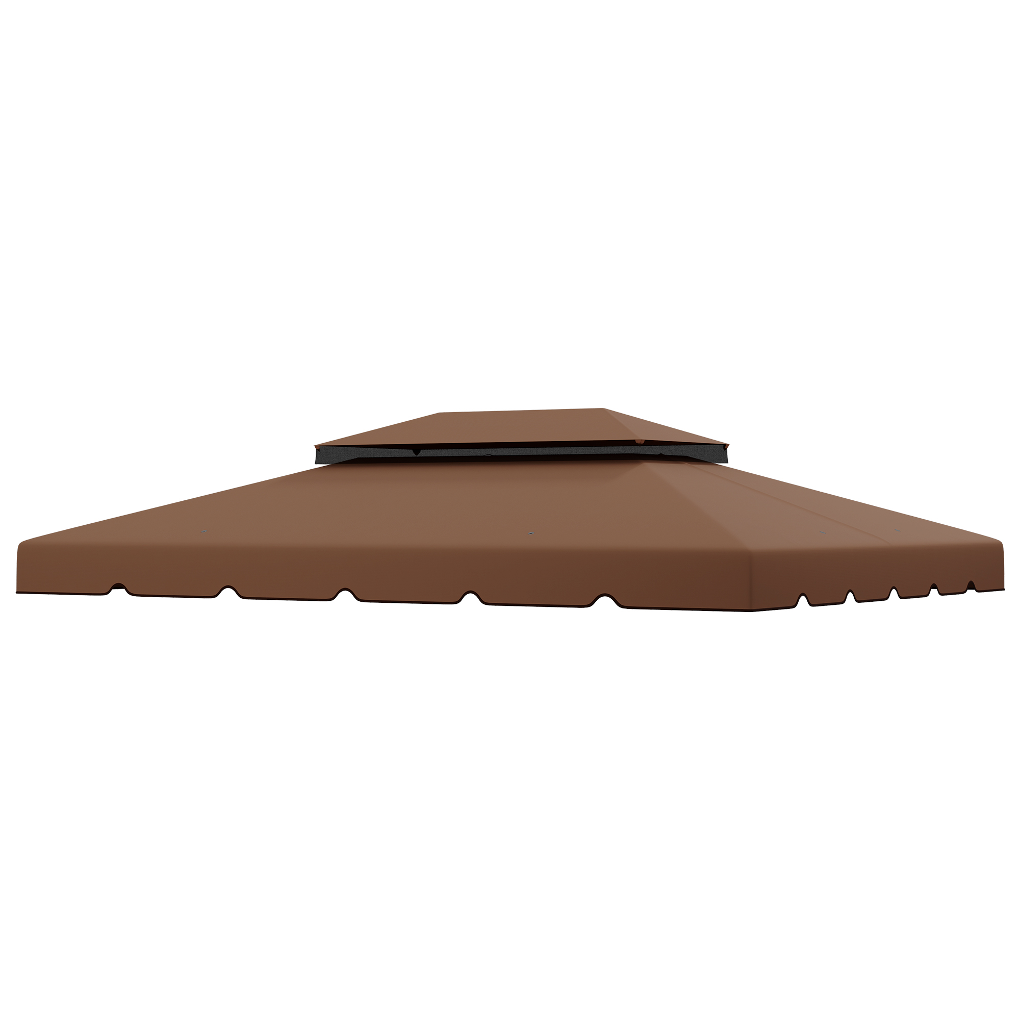 Outsunny Toile de rechange pour tonnelle 4x3 m avec double toit Orifices de drainage Toile seule NE comprend PAS le cadre Café