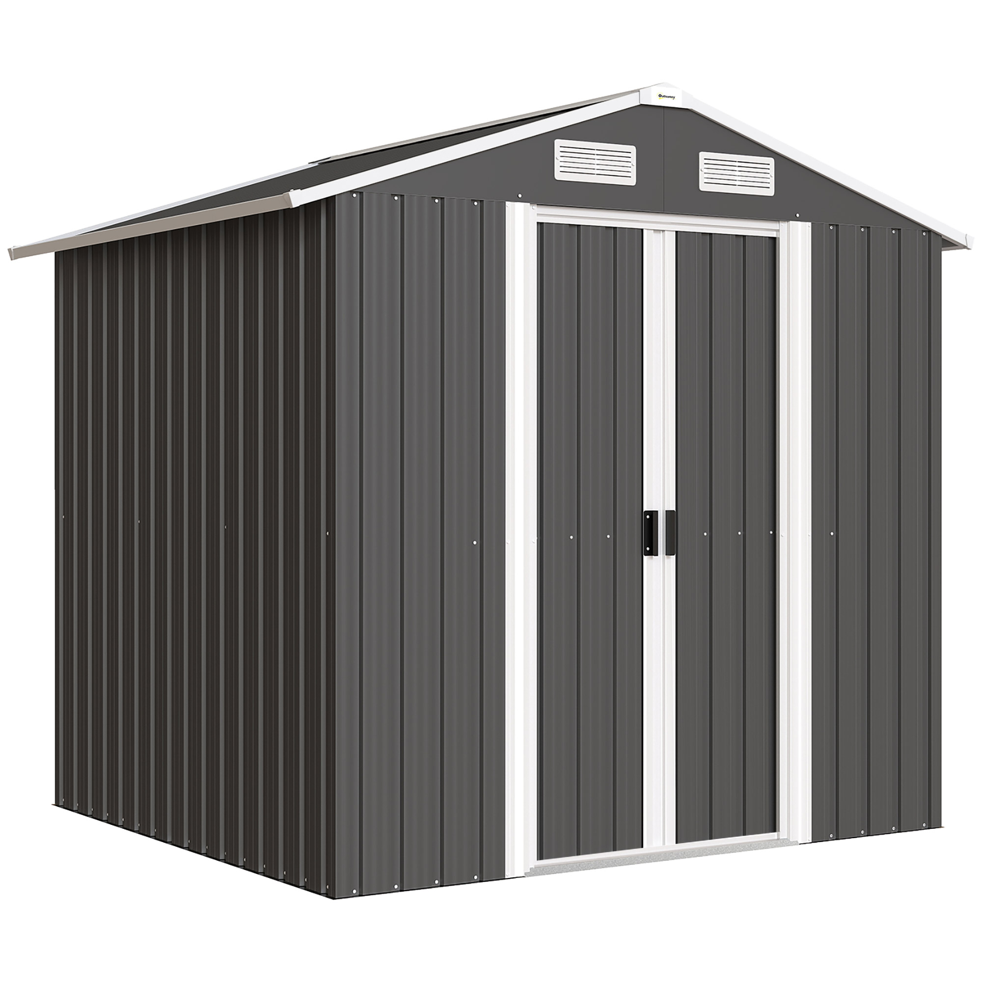 Outsunny Cobertizo de Jardín de Acero con 2 Puertas Correderas, Negro, 2,6 m²
