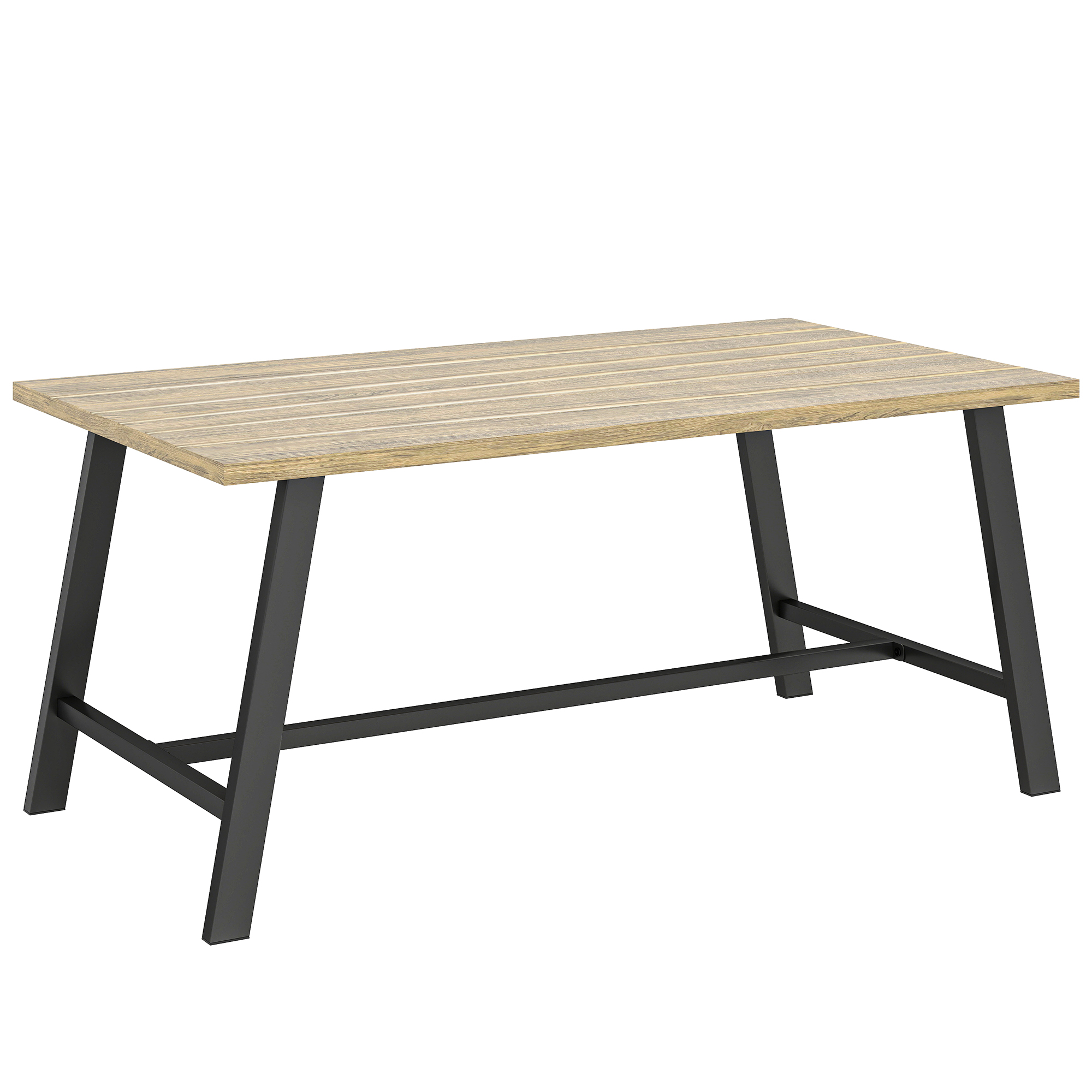 Outsunny Masă de cafea pentru exterior, masă laterală metalică dreptunghiulară cu blat cu aspect de lemn, 100 x 55 cm, Maro | Aosom Romania