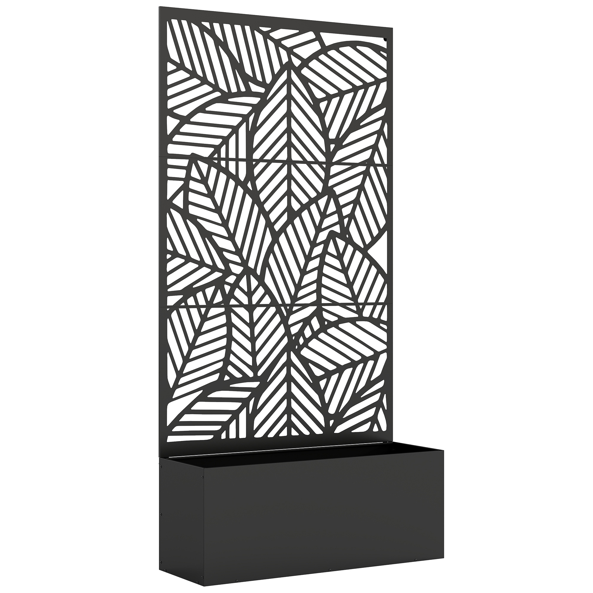 Outsunny Jardinieră cu spalier, ladă pentru flori, pat ridicat cu panou de intimitate, pentru plante cățărătoare, metal, 90 x 30 x 170 cm, negru | Aosom Romania