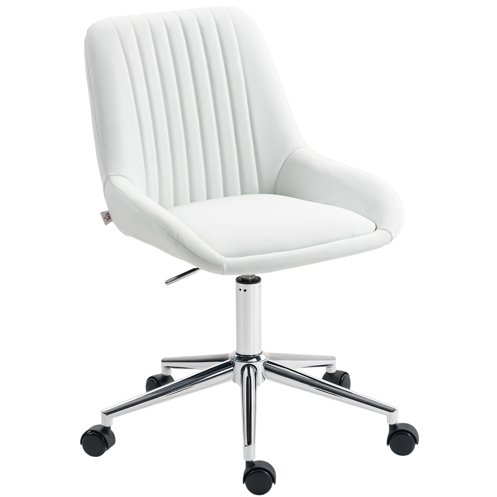 HOMCOM Silla de oficina sin reposabrazos, silla de oficina con altura regulable, 52x58x80-90cm, blanco | Aosom España