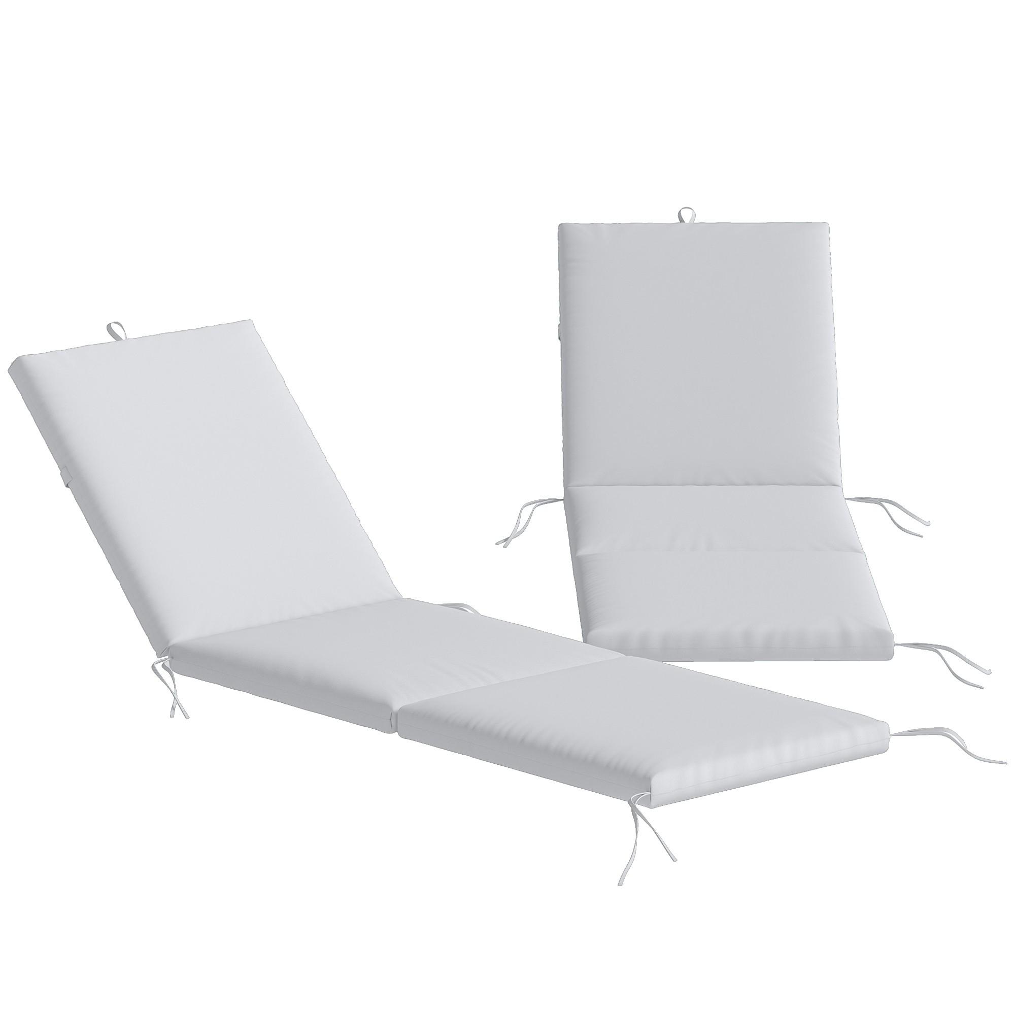 Outsunny Lote de 2 cojines para tumbona con 5 correas y asa integrada, para playa balcón jardín, 182x53x6cm, Gris Claro