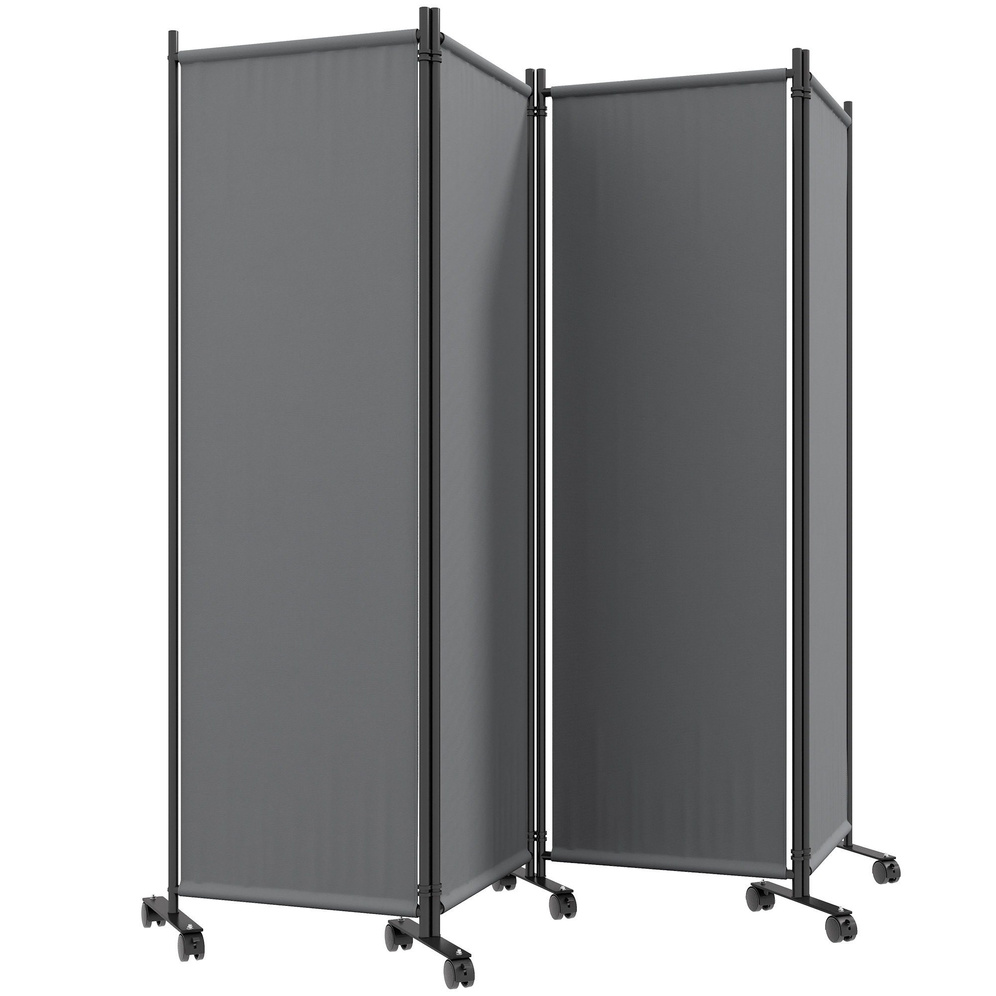 Outsunny Paravent d'extérieur et d'intérieur à 4 panneaux pliable avec roulettes, 221x50x172cm, Gris foncé