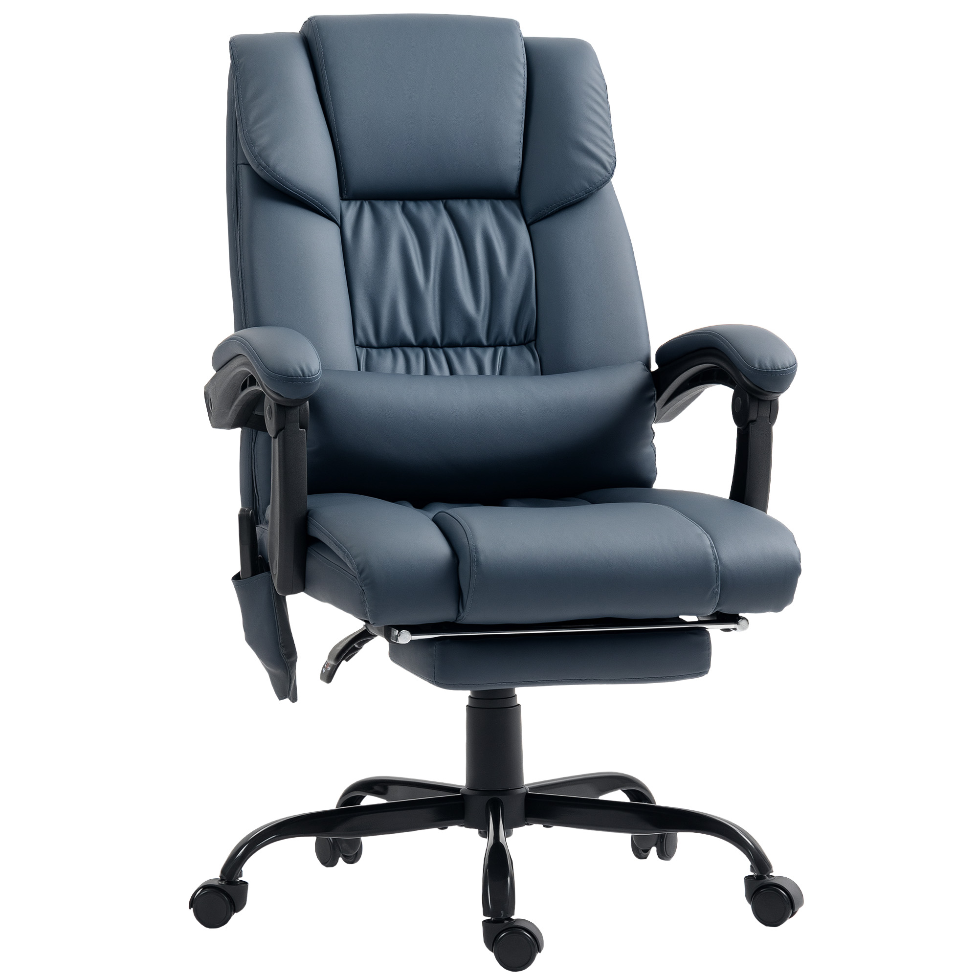 Vinsetto Sillón de oficina masajeador, reposapiés, altura regulable, respaldo reclinable, mando con cable, 66x75x122cm, azul | Aosom España
