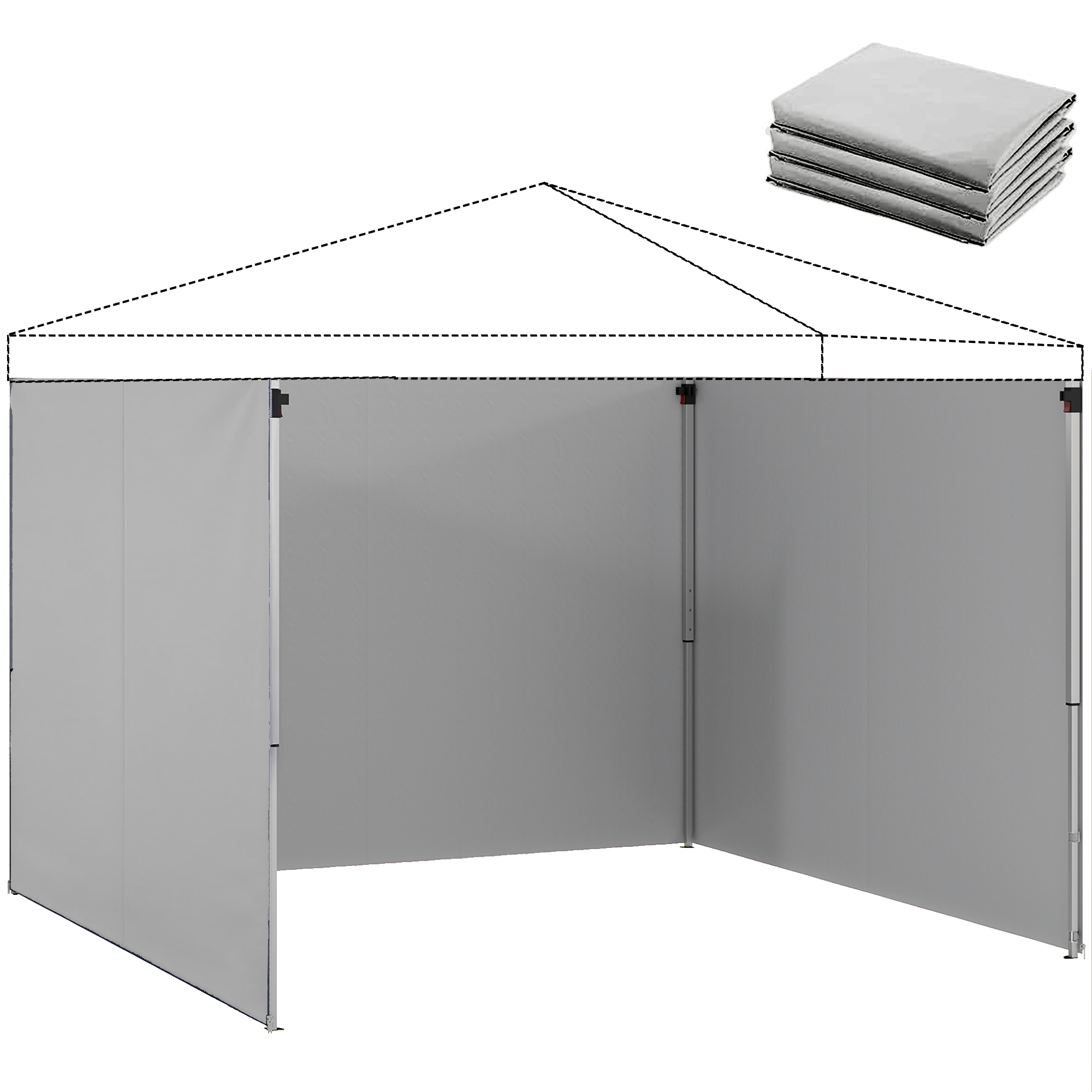 Outsunny Set de 3 piese panouri laterale cu fermoar pentru pavilion 3 x 3 m, gri deschis | Aosom Romania