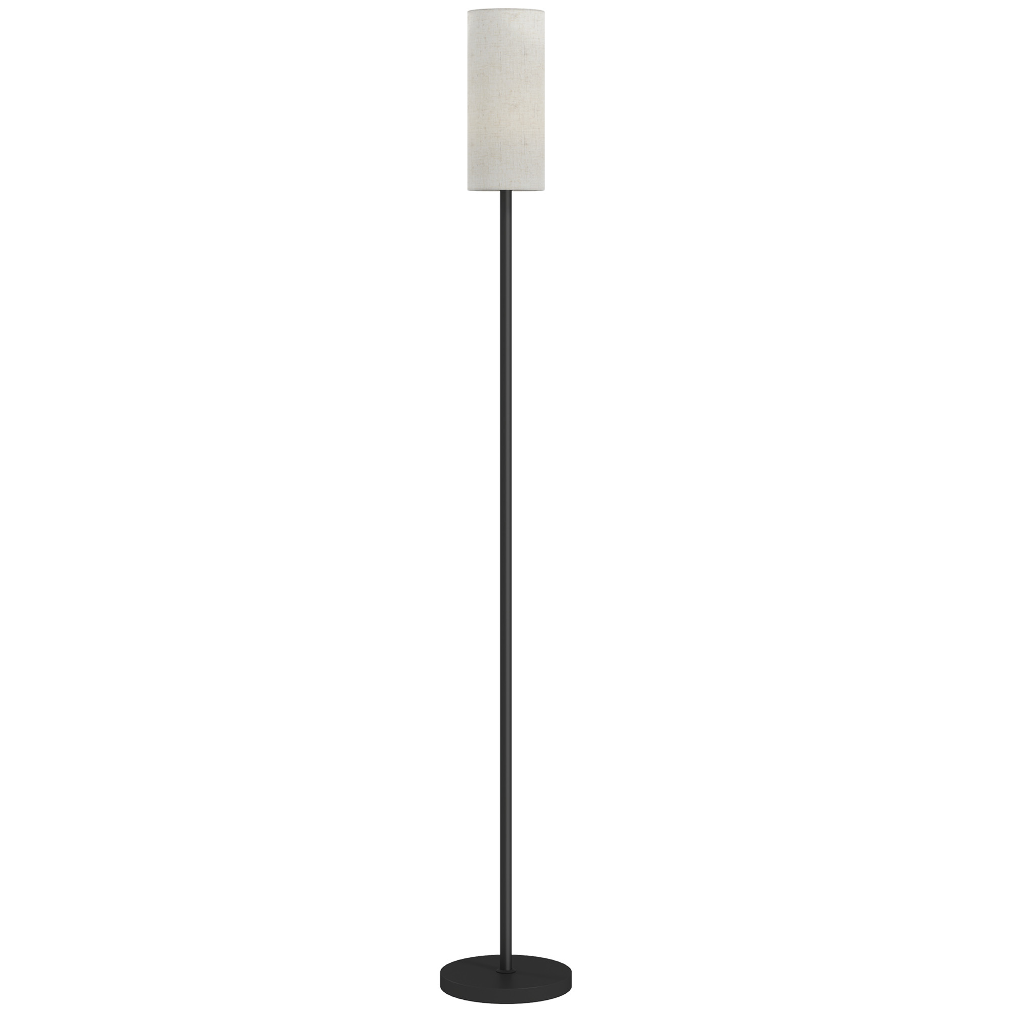 HOMCOM Lampa podłogowa, abażur w optyce lnu, metalowy słup, przełącznik nożny, Biały