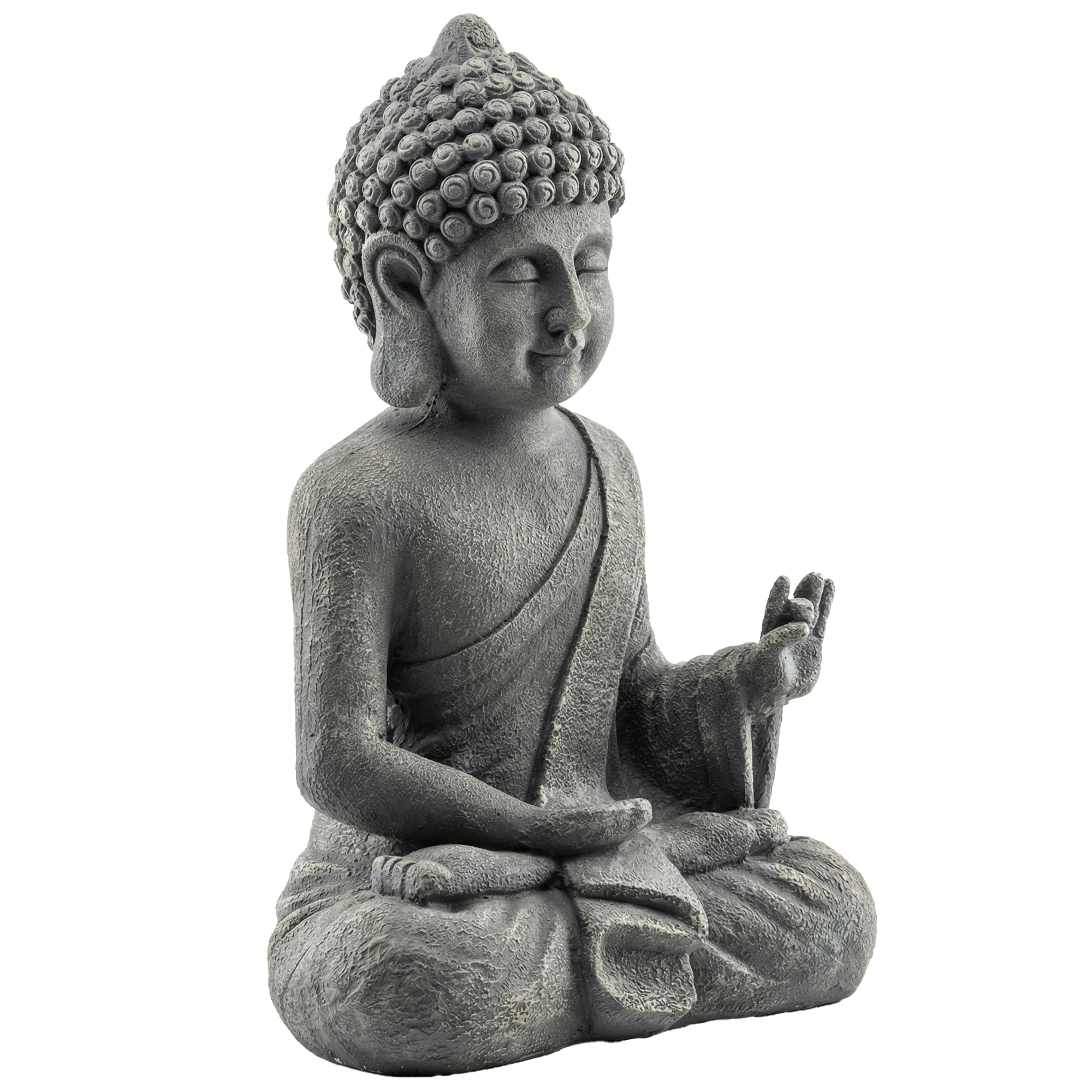 Outsunny Gartenskulptur, sitzender Buddha aus Magnesiumoxid, spirituelle Dekoration für Innen und Außen, Garten, Terrasse, Hof, Dunkelgrau Aosom