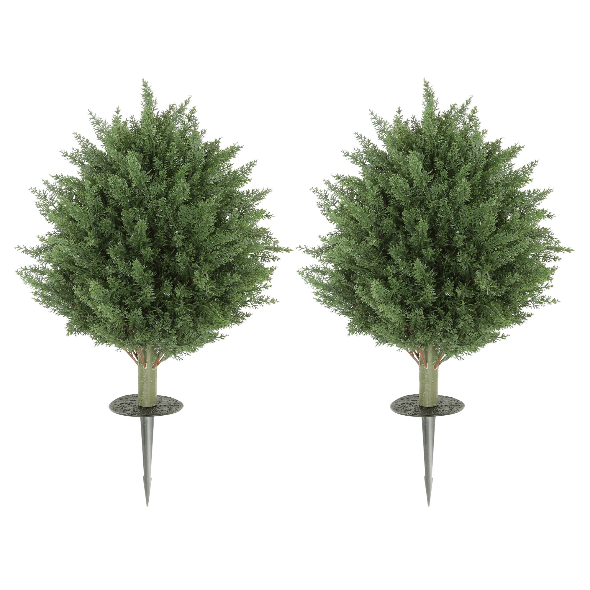 HOMCOM Lot de 2 Plantes Artificielles, Cyprès résistant aux UV avec 387 feuilles et piquet de terre, Ø40 x 60H cm, Vert