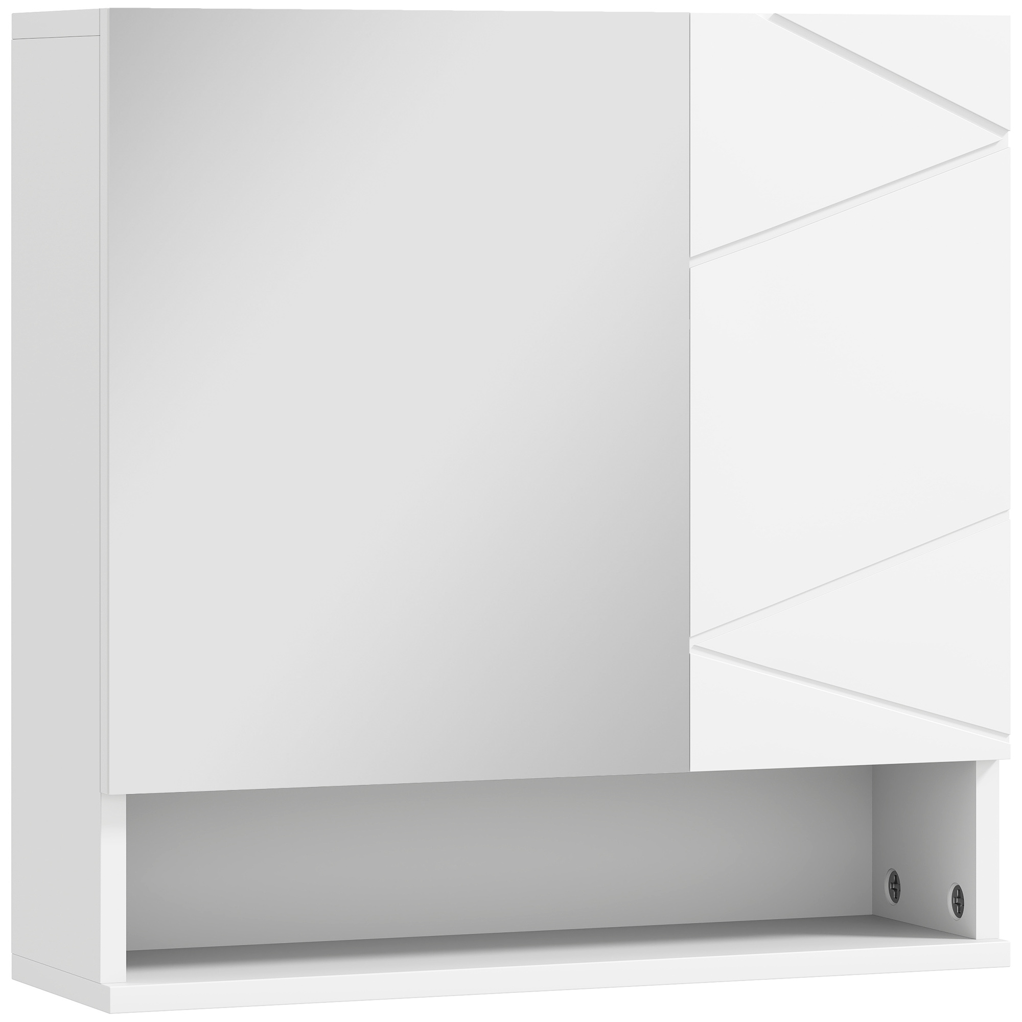 kleankin Wand-Spiegelschrank Badezimmer Aufbewahrungsschrank 2 Türen mit verstellbaren Regalen modernes Design 55 x 17 x 55 cm weiß Aosom