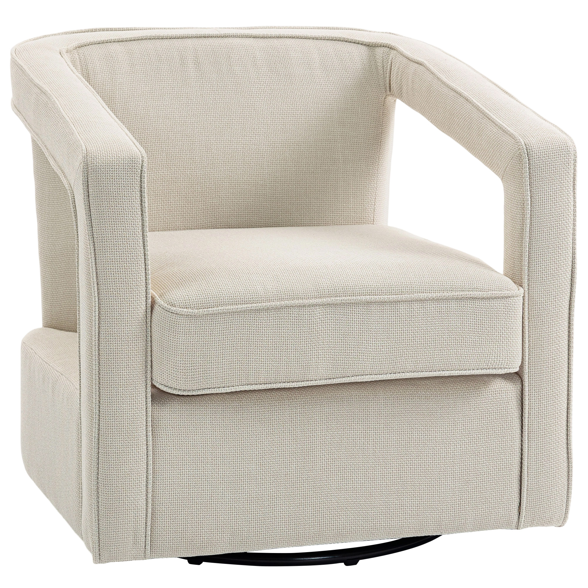 HOMCOM Fauteuil salon pivotant 360° Fauteuil lounge relax avec dossier et accoudoirs monoblocs 77 x 75 x 72 cm Beige