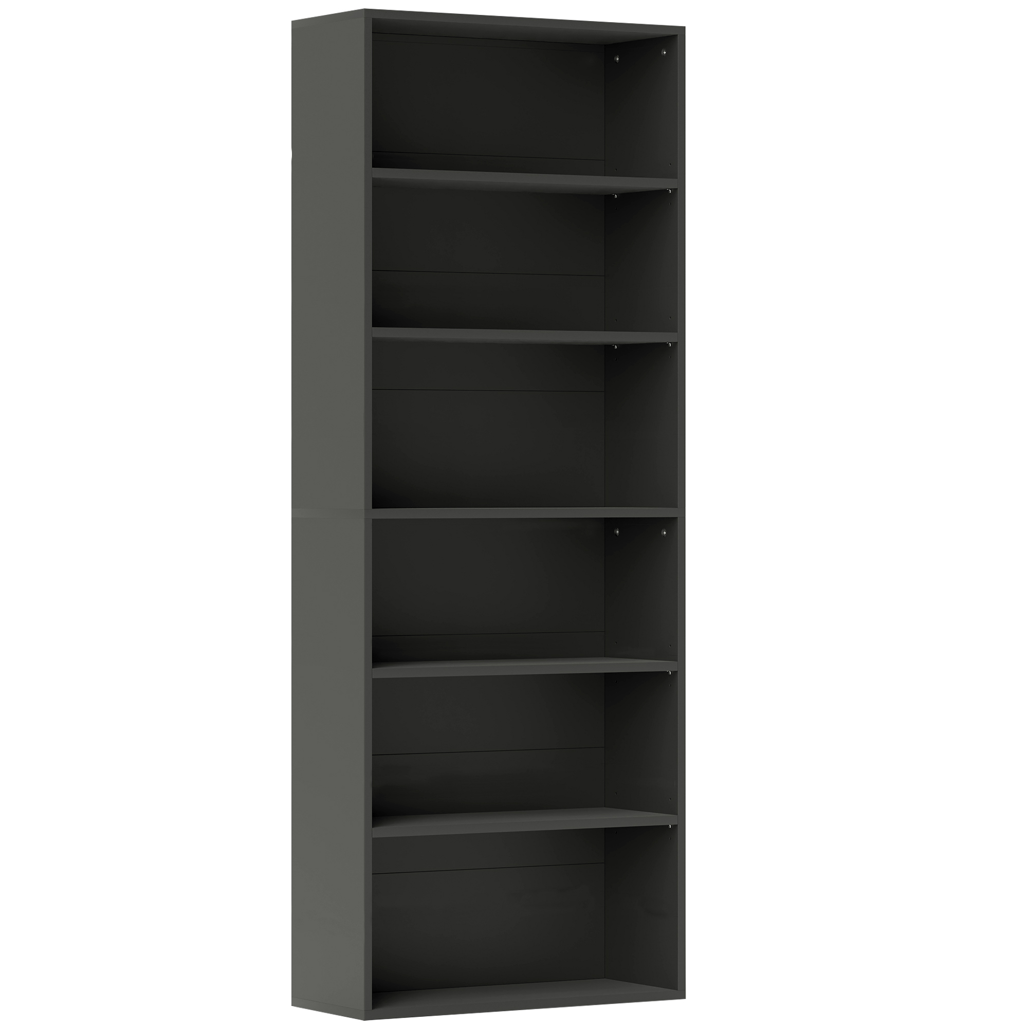 HOMCOM Bücherregal mit 6 Fächern und verstellbarem Einlegeboden, Aufbewahrungsmöbel für Büro, Wohnzimmer, Schlafzimmer, 60 x 24 x 158,5 cm, schwarz Aosom