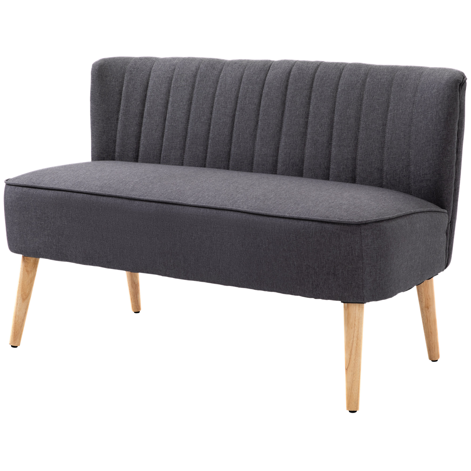 HOMCOM Canapé 2 Places Rembourré 117cm Gris Foncé