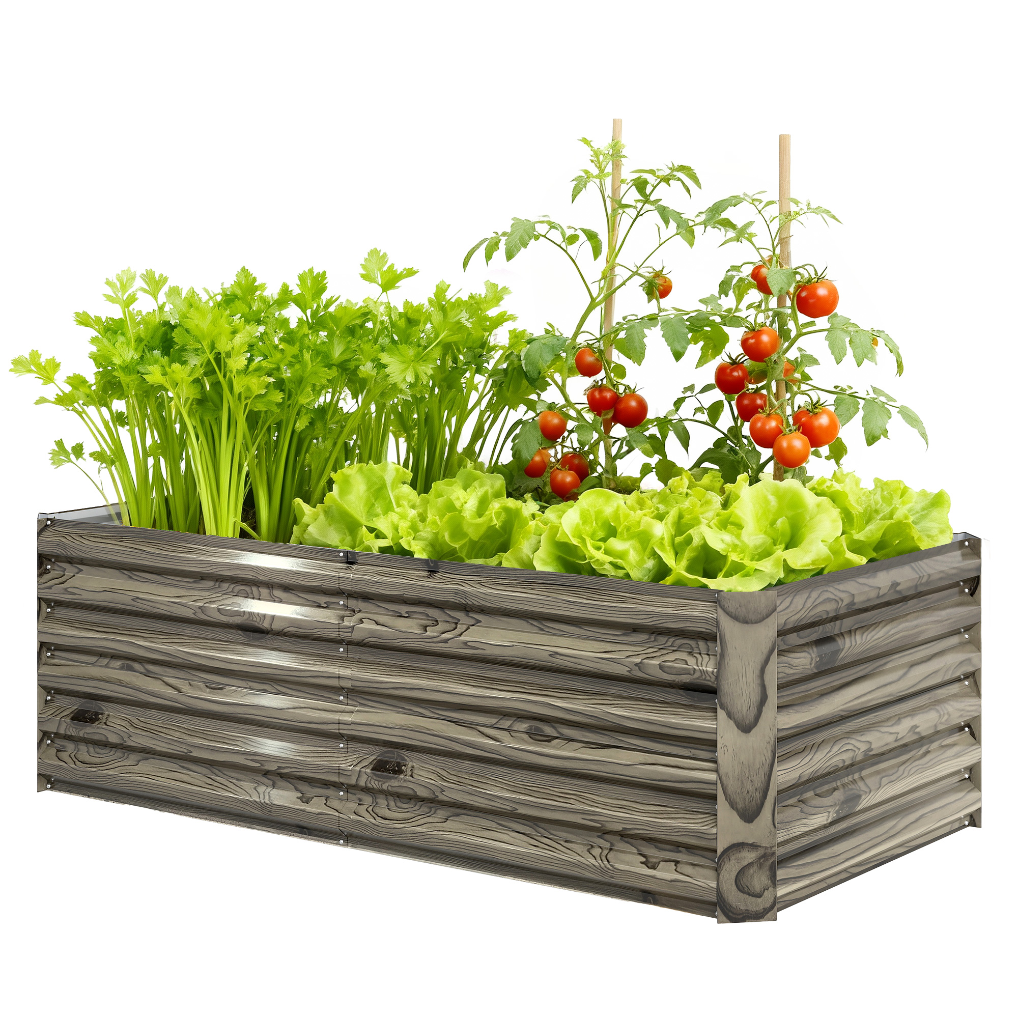 Outsunny Jardinière Extérieure Grande Rectangulaire en Acier Galvanisé pour Terrasse avec Fond Ouvert 180x90x57,5 cm Naturel