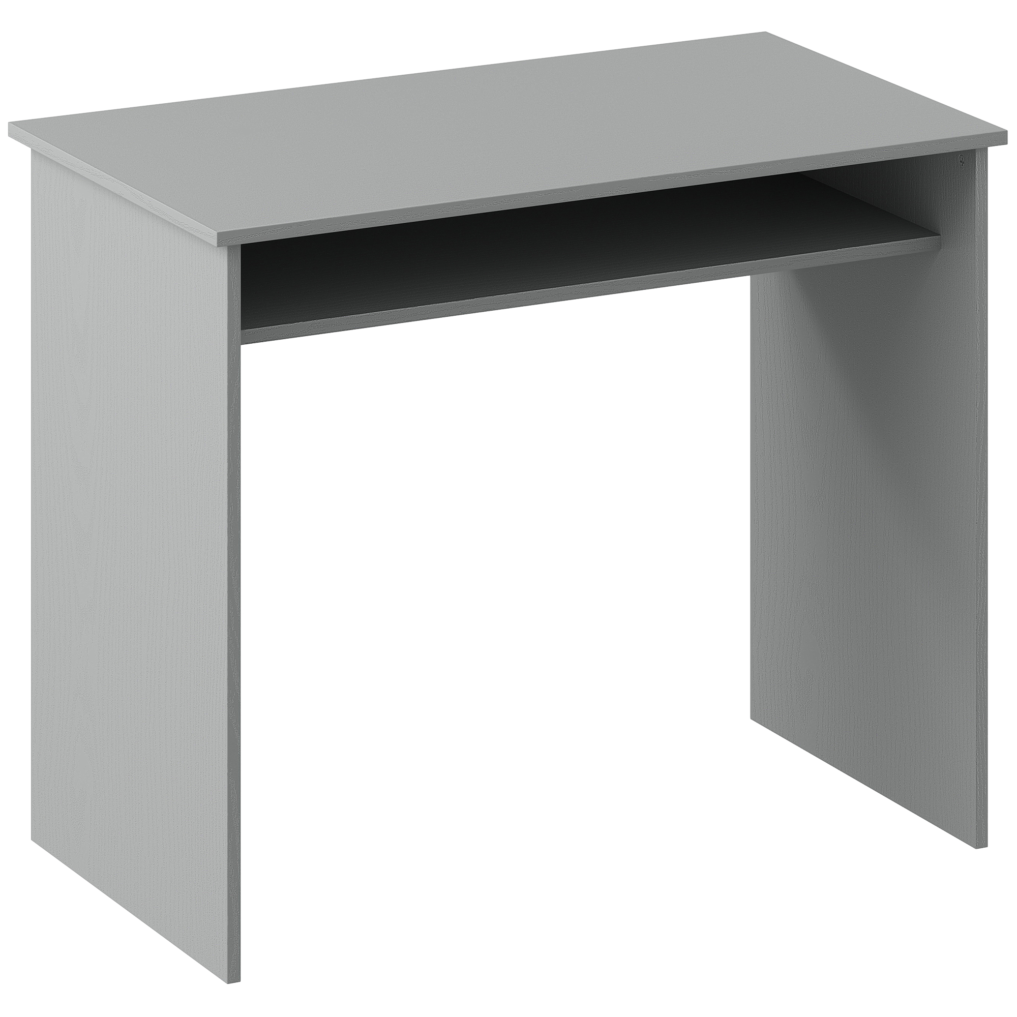 HOMCOM Computertisch kompakt, schlichtes Design mit 1 Ablage, Spanplatte, dim. 90l x 50P x 74H cm, grau Aosom
