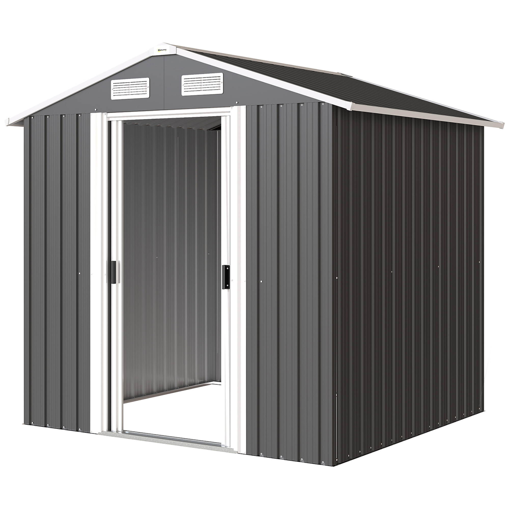 Outsunny Abri de Jardin en Acier avec 2 Portes Coulissantes, Noir, 2.6 m²