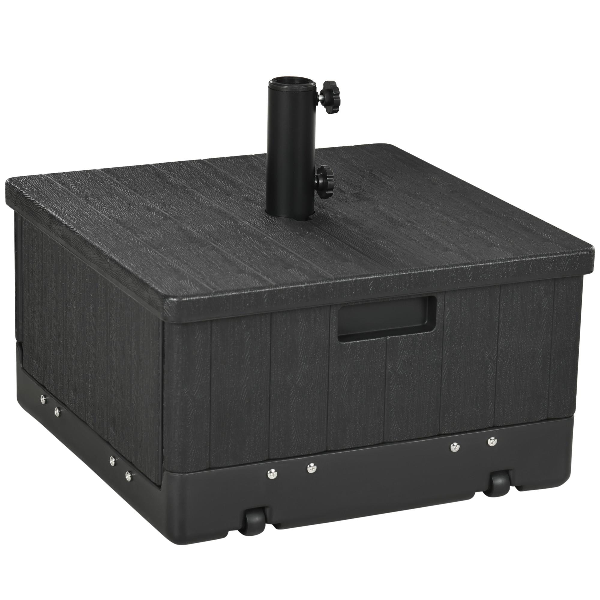 rochii de seara cu șliț Outsunny Bază pentru Umbrelă 3-în-1 Exterior, Măsuță de Cafea, Jardinieră cu Orificiu de Scurgere, Capacitate 80 kg, Suport Umplut cu Roți și Mânere pentru Terasă și Piscină, Negru | Aosom Romania