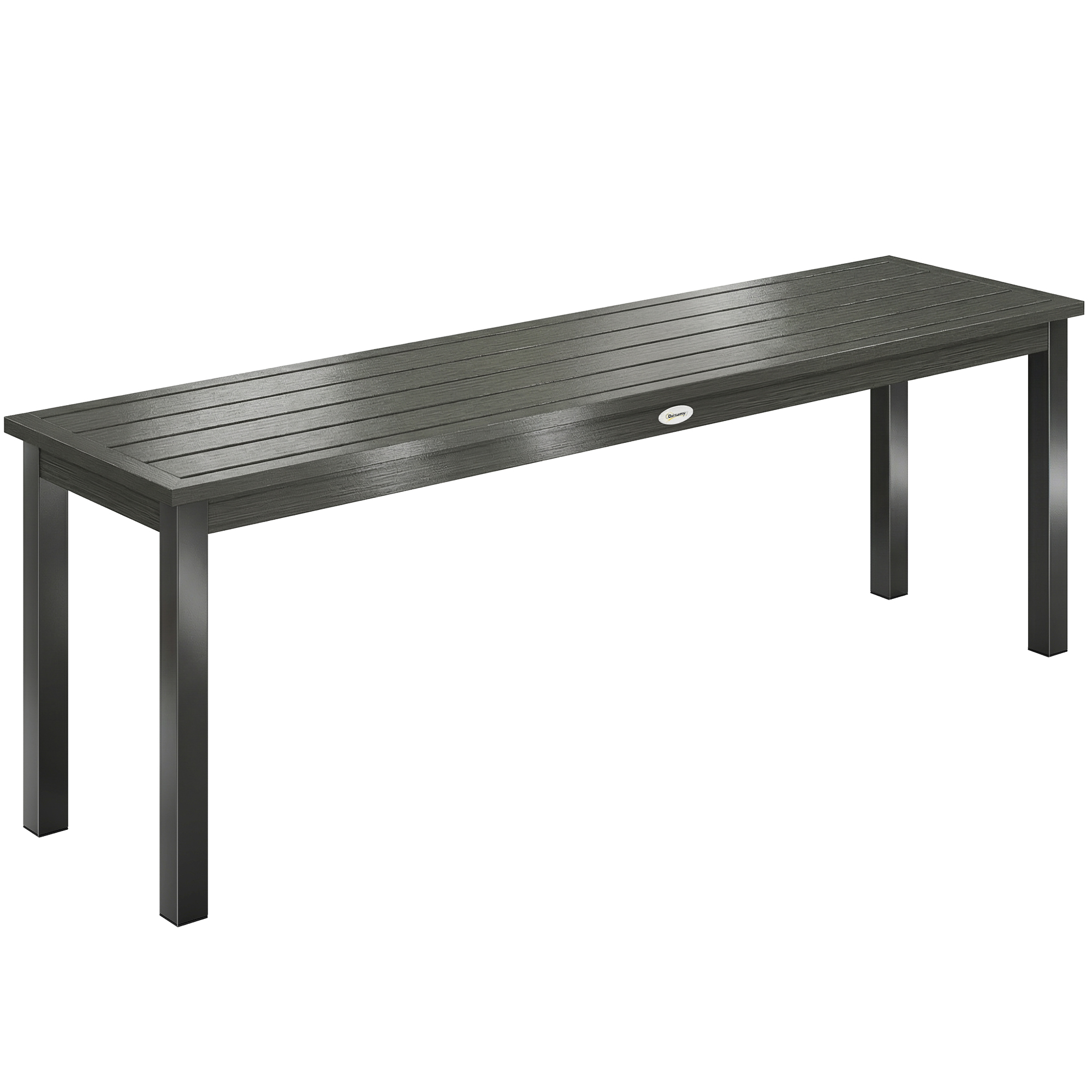 Outsunny Metall-Gartenbank, 2‑Sitzer mit Sitzlatten in Holzoptik, ohne Lehne, Stahlrahmen für Terrasse, Balkon, Park, Tragfähigkeit 240 kg, 130x34x43cm, Grau Aosom
