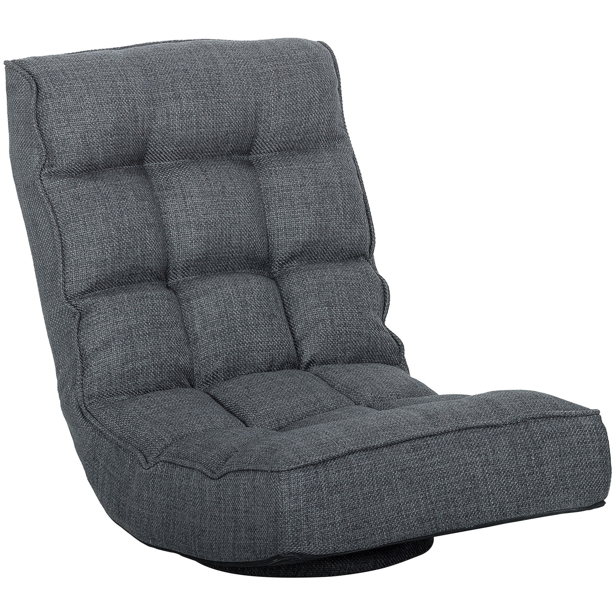 HOMCOM Klappbarer Bodensitz, 360° drehbarer Lesesessel mit 5-fach verstellbarer Rückenlehne, gepolstertes Leinen-Bodensofa für Meditation und Gaming, 58x107x79 cm, Grau Aosom