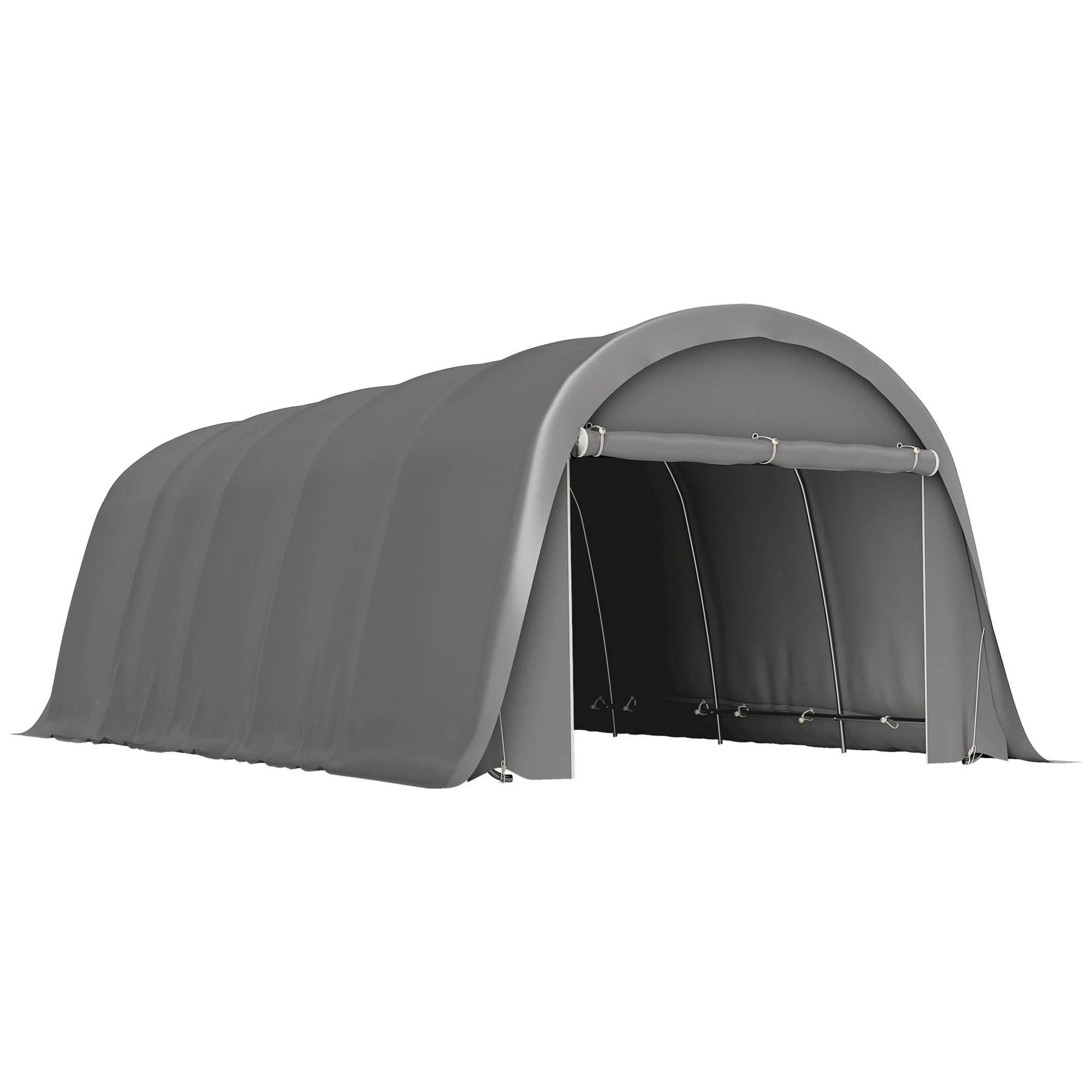 Outsunny Carport-Zelt 3,6 x 7,2 m, Außen-Unterstand, Lagerzelt mit abnehmbaren Seitenwänden und großer Rolltür, Carport für Auto, LKW, Boot, dunkelgrau Aosom