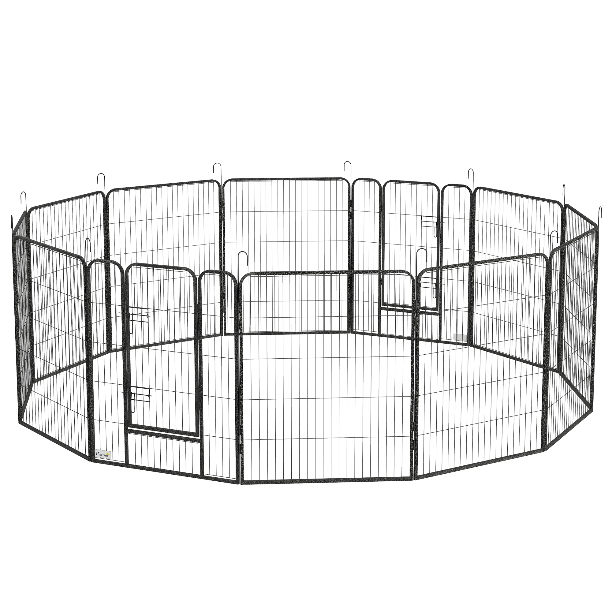 Comparer les prix de PawHut Parc pour chiots 12 pièces enclos pliable avec 2 portes 12 panneaux en acier 80x100 cm chacun Gris