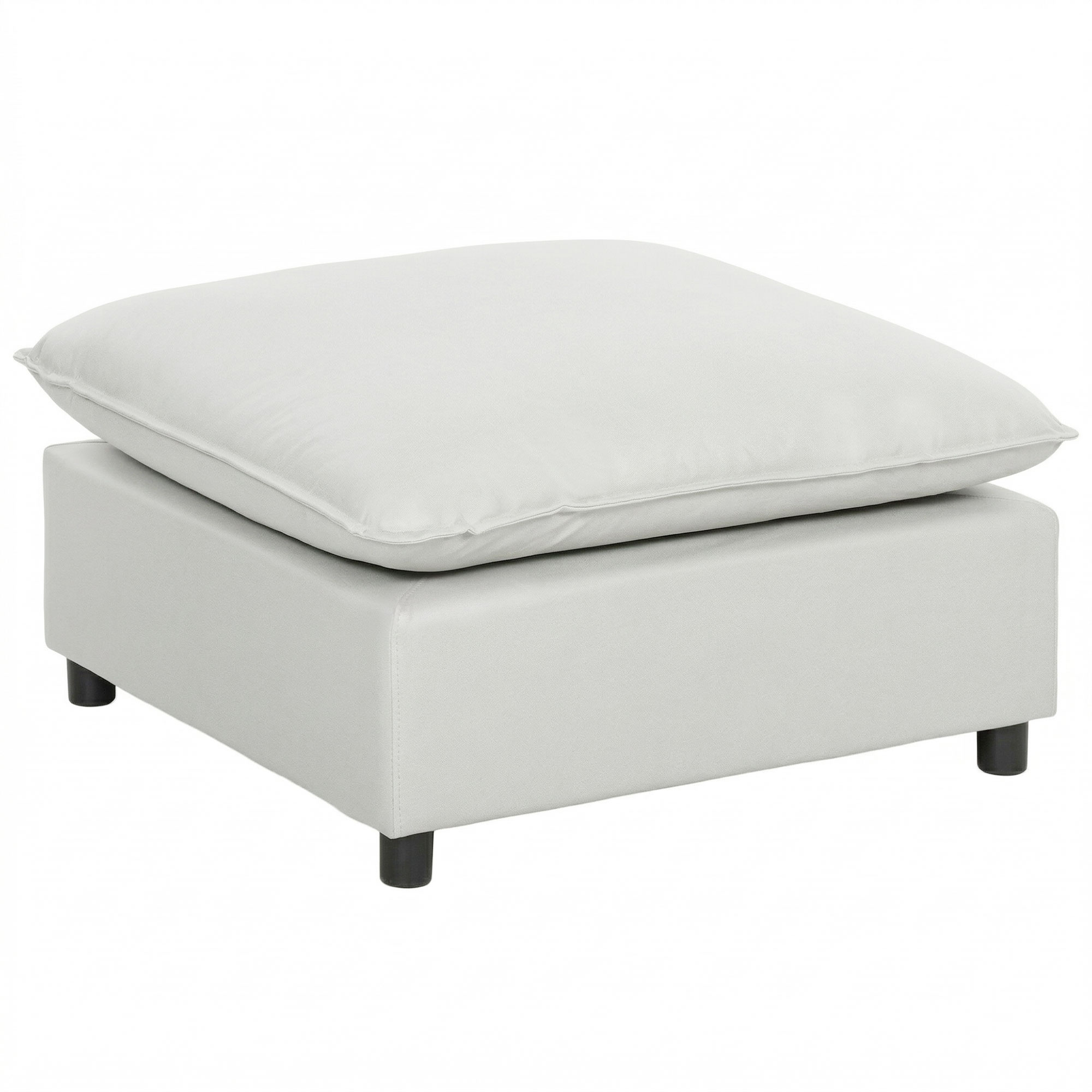 HOMCOM Quadratischer Fußhocker, Ottomane mit Kunststofffüßen, gepolsterter Sitzhocker für Schlafzimmer, Flur, 75 x 75 x 40 cm, grau Aosom