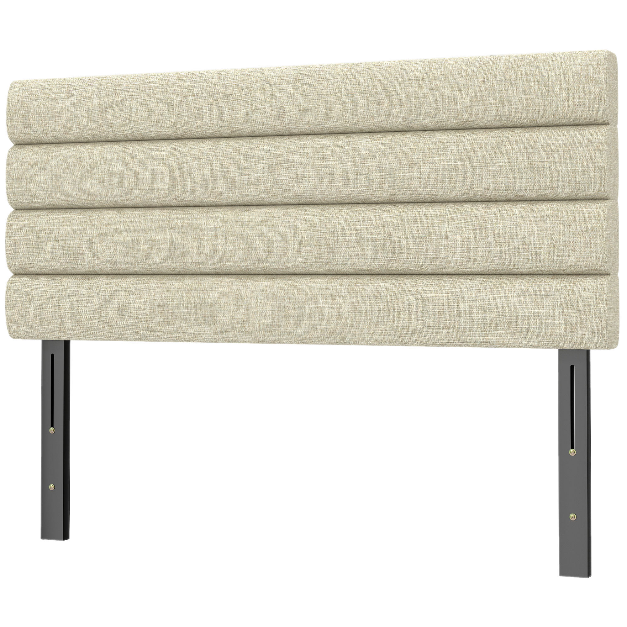 HOMCOM Tête de lit 140 cm tapissée aspect lin Hauteur réglable 3 niveaux 106/116/126 cm Montage mural Beige