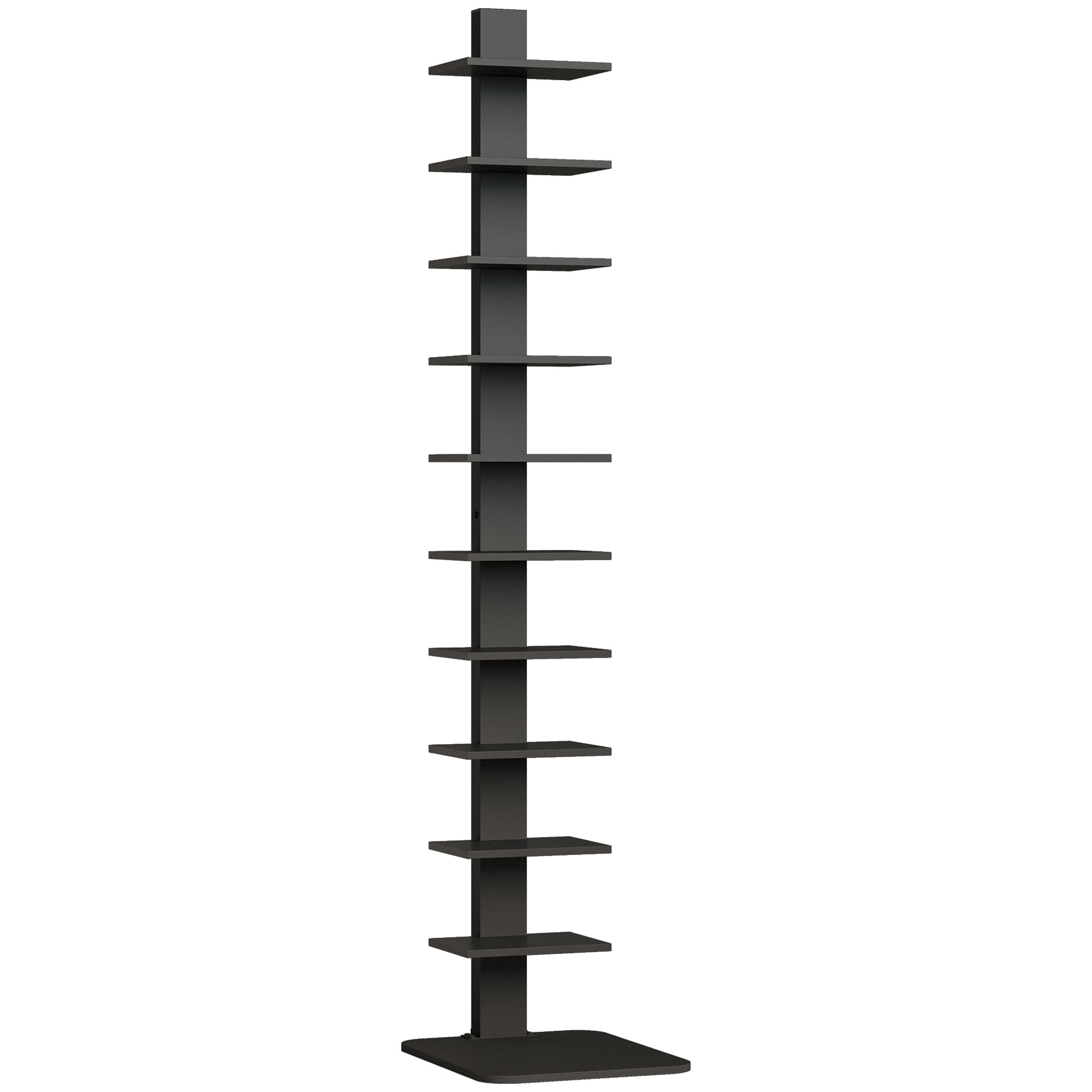 HOMCOM Vertikales Säulen-Bücherregal mit 11 Ablagen, platzsparendes schmales Regal, industrielles Aufbewahrungsregal für Wohnzimmer, Schlafzimmer, Büro, Ecke, 34.5x41.5x163.5 cm, Schwarz Aosom