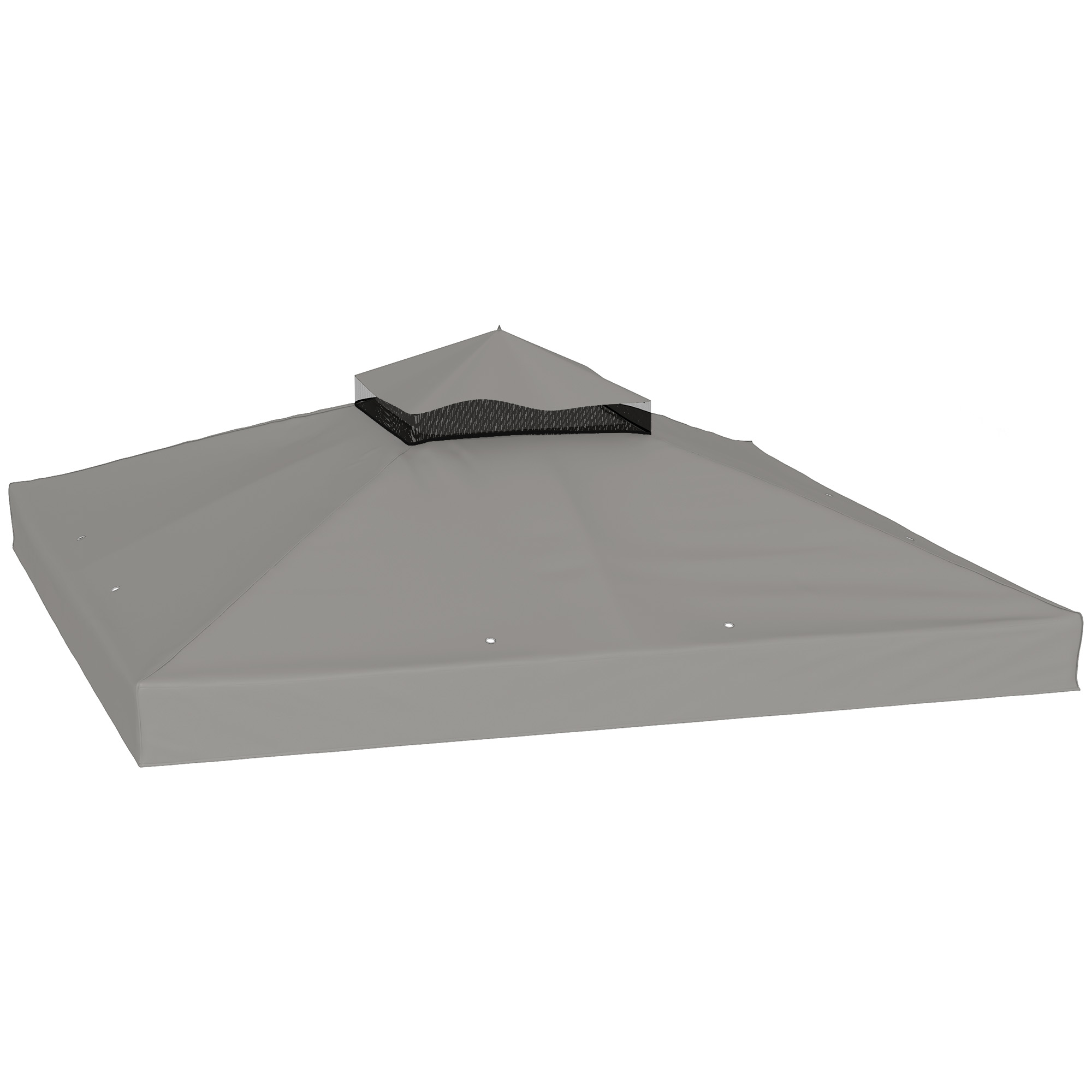 Outsunny Bespannung für Pavillon 3 x 3 m Ersatzdach, zweistufiger Schutz mit wasserabweisender PVC-Beschichtung, 370 g/m², UPF30+, Ablauflöcher, grau Aosom