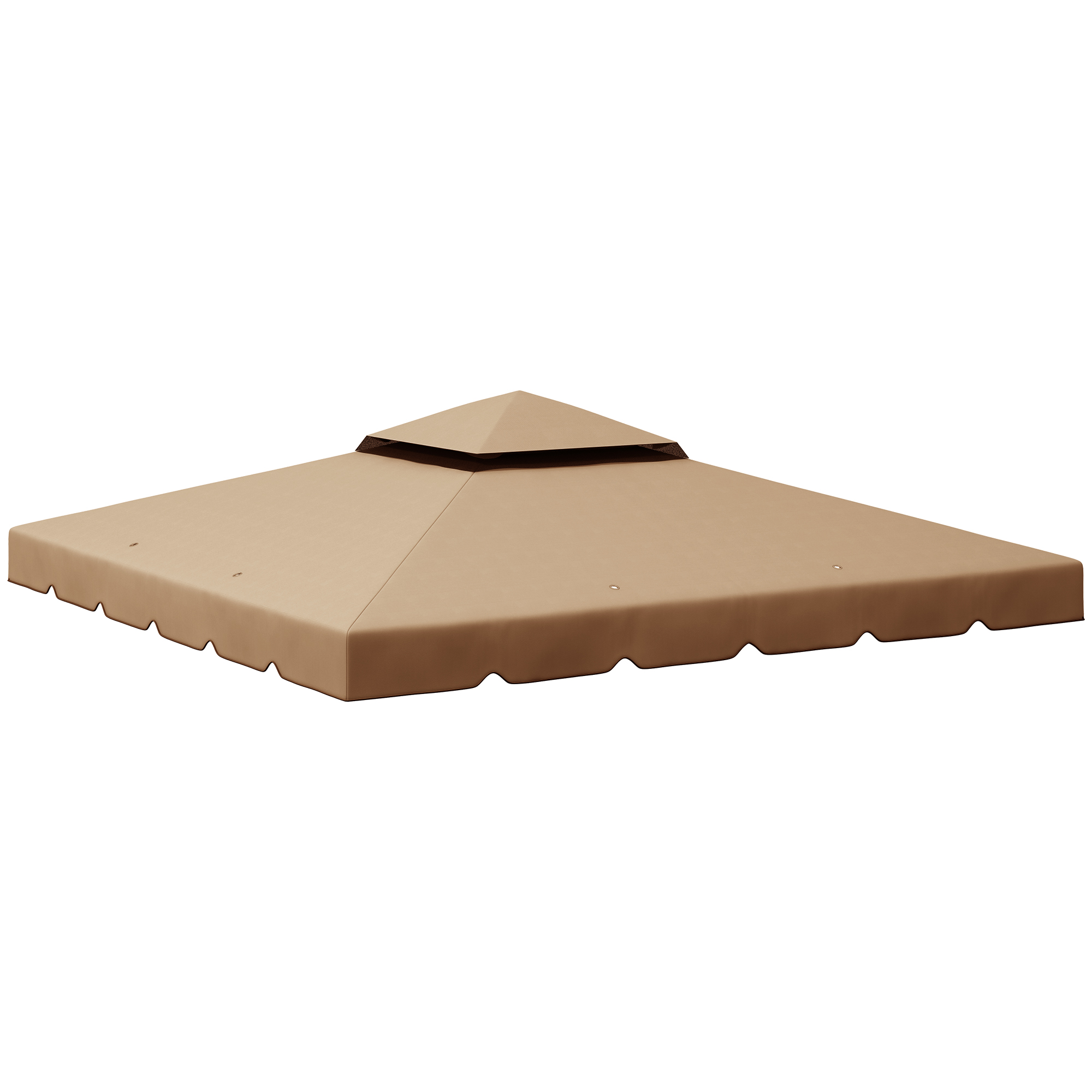 Outsunny Ersatzdach für Pavillon 3x3 m, 2-lagig, Garten, Pavillon-Plane 3x3 wasserabweisendes Polyester 170 g/m² mit 8 Ablauflöchern, Nur Abdeckung, Kaki Aosom
