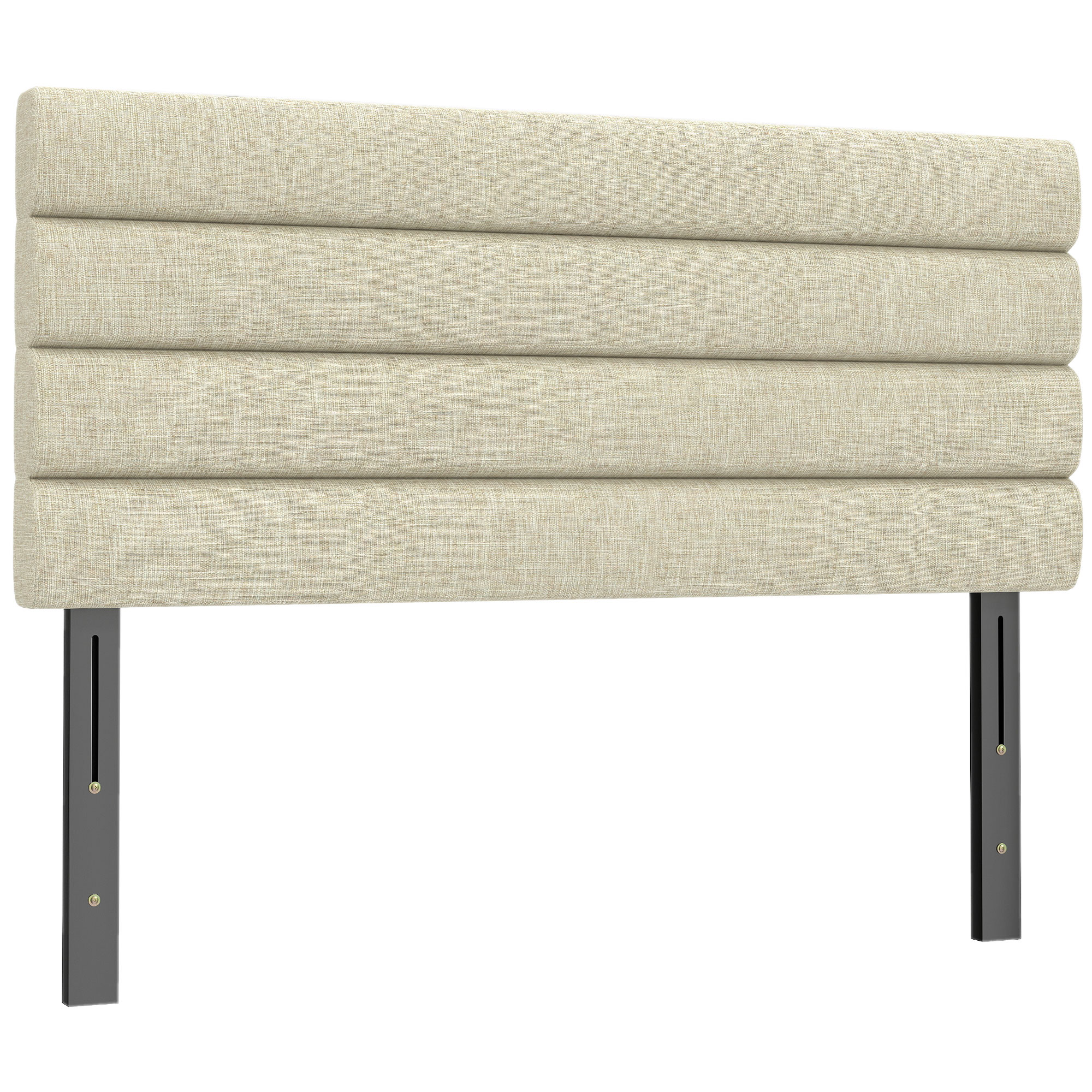 HOMCOM Kopfteil 140 cm, 3-stufig höhenverstellbar 106/116/126 cm, Gepolstertes Leinen-Kopfteil, Liniensteppung, mit Stahlbeinen, zur Wandmontage, Kopfteil für Schlafzimmer, Beige Aosom