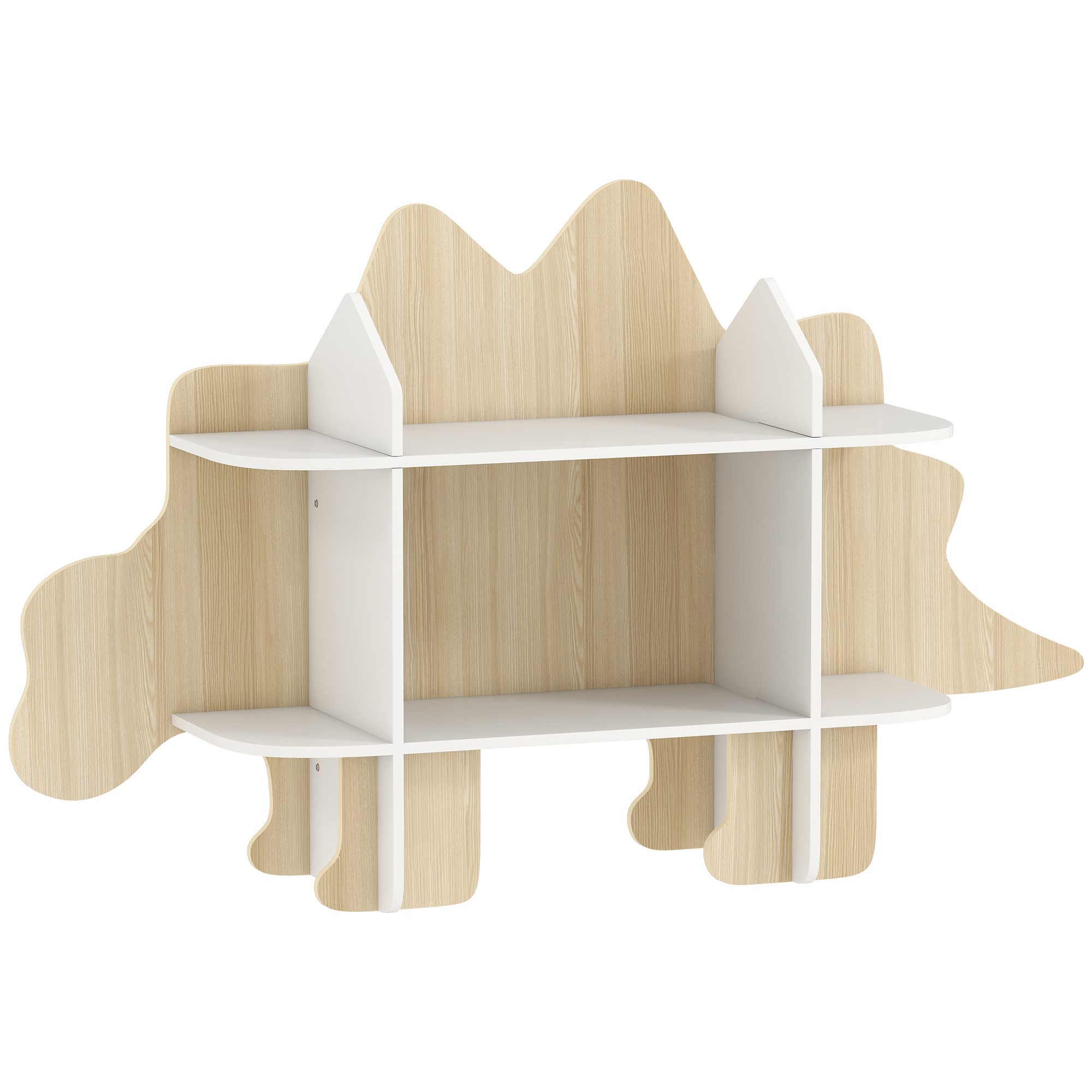 AIYAPLAY Kinderregal im Dinosaurier-Design, Aufbewahrungsmöbel für Spielzeug und Bücher, mit 6 Fächern, 72,2 cm Höhe, für Kinderzimmer oder Spielzimmer, Naturholz Aosom
