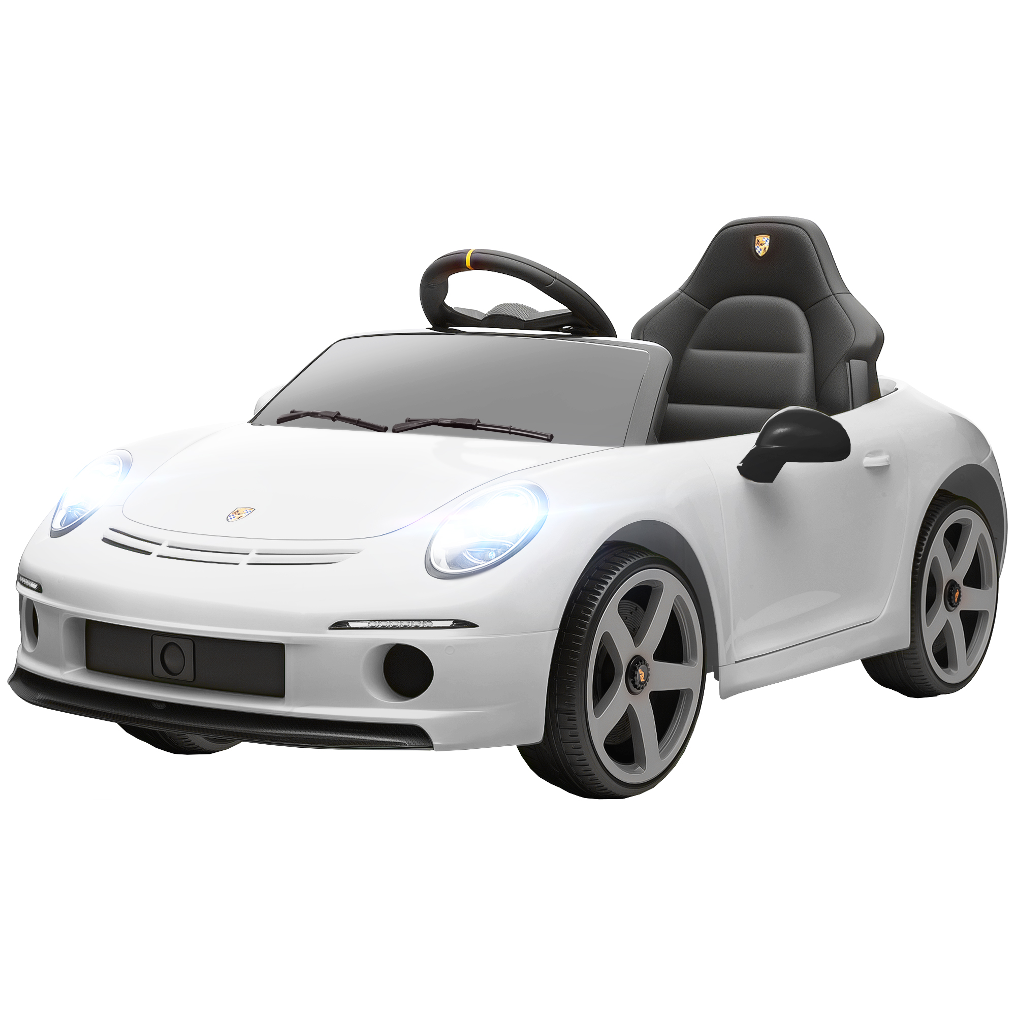 AIYAPLAY Voiture pour enfants 3-5 ans avec licence officielle RUF GT, télécommande, ceinture de sécurité et musique, Blanc