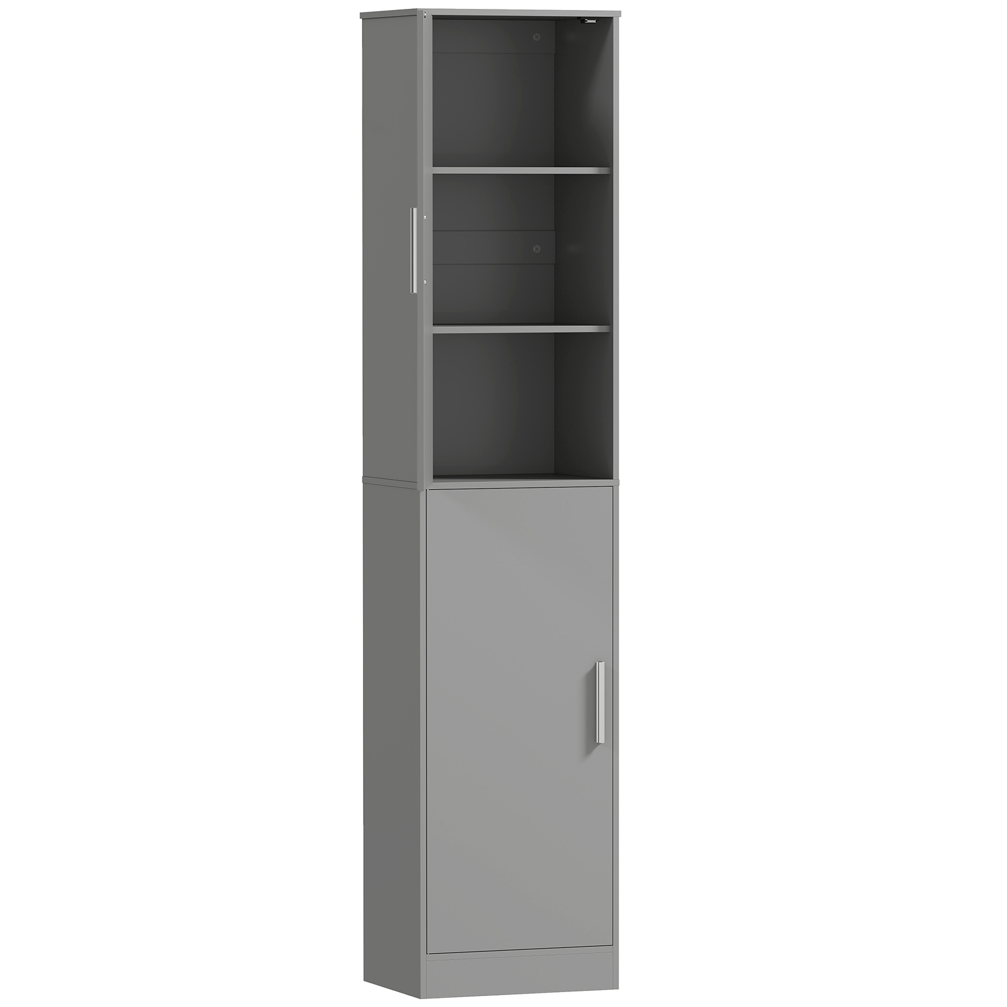 HOMCOM Badezimmerschrank, schmale Säule mit 2 Türen und 4 verstellbaren Regalböden, Aufbewahrungsmöbel für Wohnzimmer, Toilette, kleine Räume, 40 x 35 x 180 cm, grau Aosom