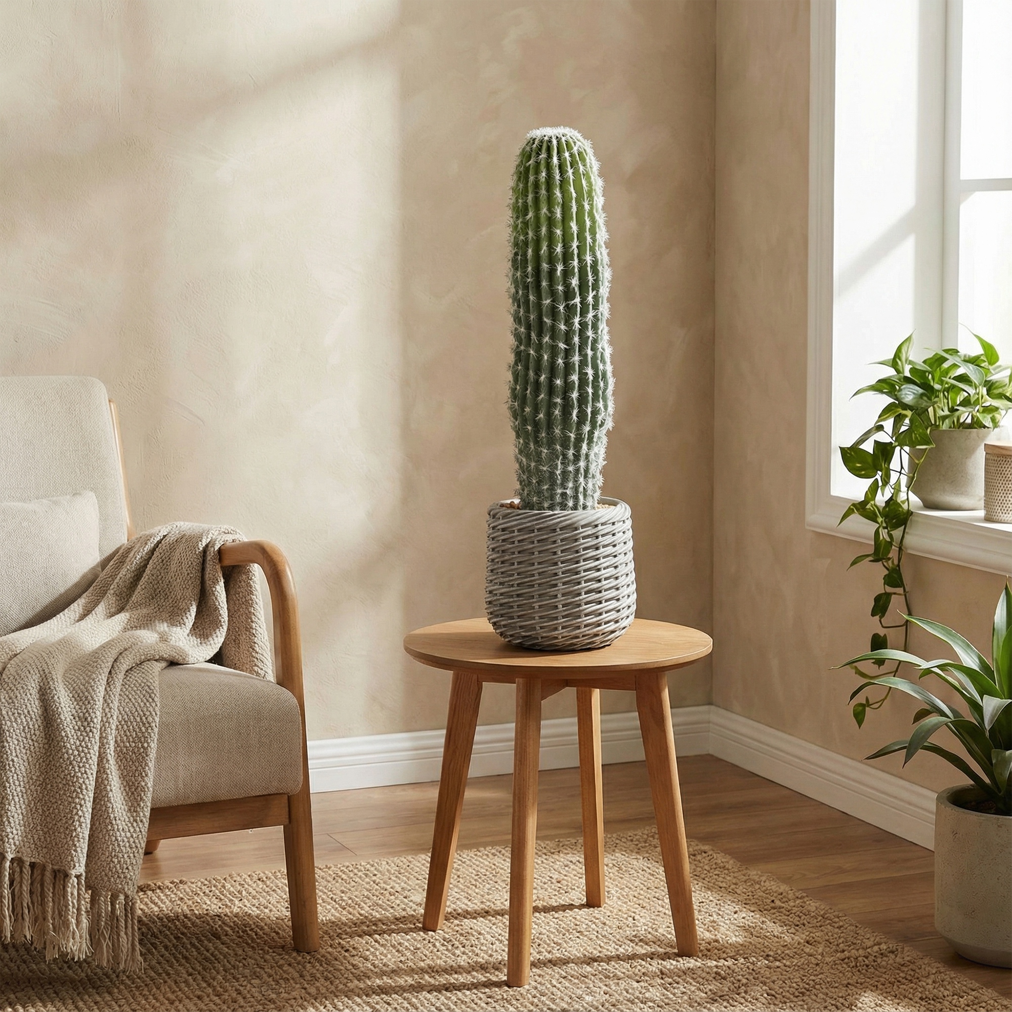 HOMCOM Knstlicher Kaktus 53 Cm  Realistische Kunstpflanze Im Topf Fr  Zuhause & Bro