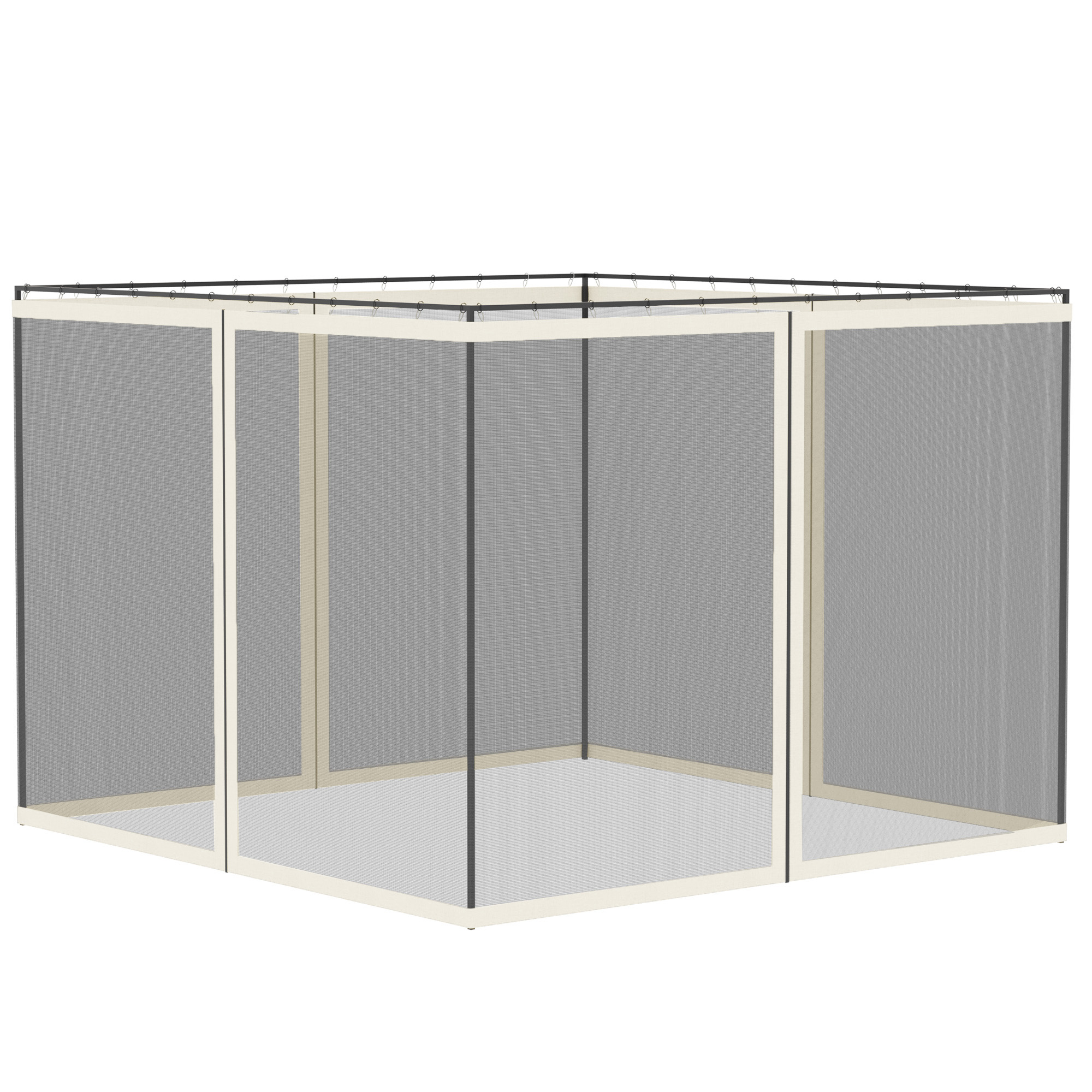Outsunny Moskitonetze für Pavillon, Partyzelt, Gartenpavillon 3 x 3 m - Set von 4 Reißverschluss-Moskitonetzen + Befestigungshaken - Polyester Nylon - schwarz und weiß Aosom