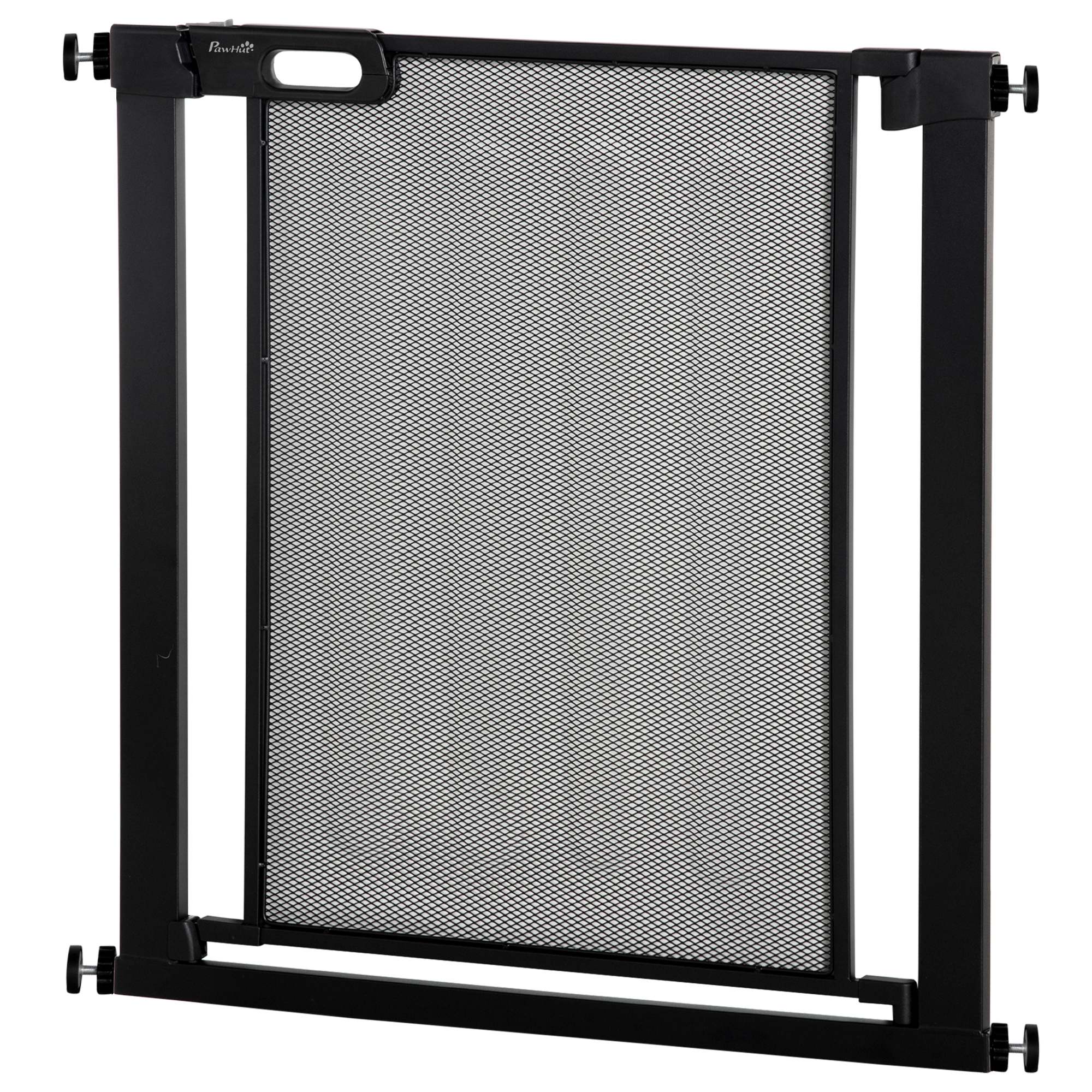 Meilleurs prix pour PawHut Barrière pour Chiens Extensible à Pression avec Fermeture Automatique, Acier et ABS, 75-82x76 cm, Noir