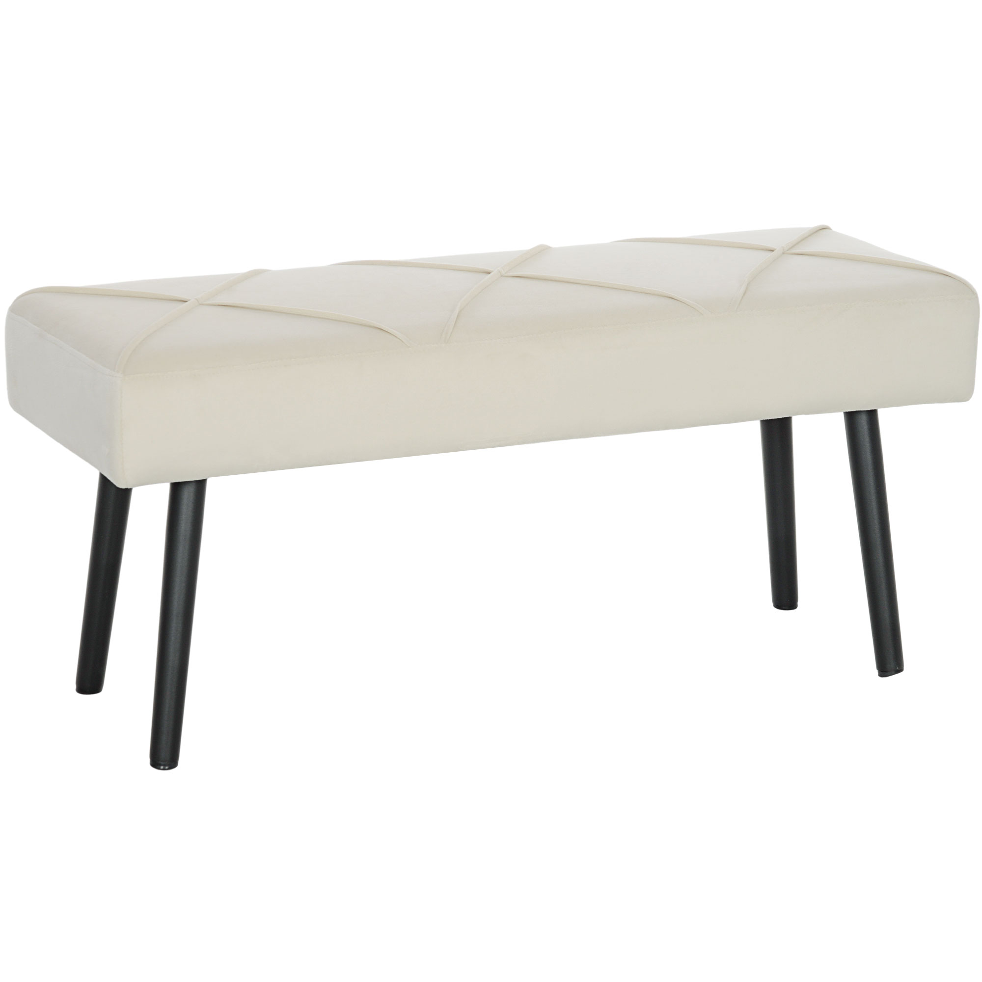 HOMCOM Multifunktionale Bettbank, Moderner Sitzbank mit Gepolstertem Sitz und Stahlbeinen, Tragkraft 120 kg, für Eingangsbereich, Flur, Wohnzimmer, 100x36x45 cm, Cremeweiß Aosom