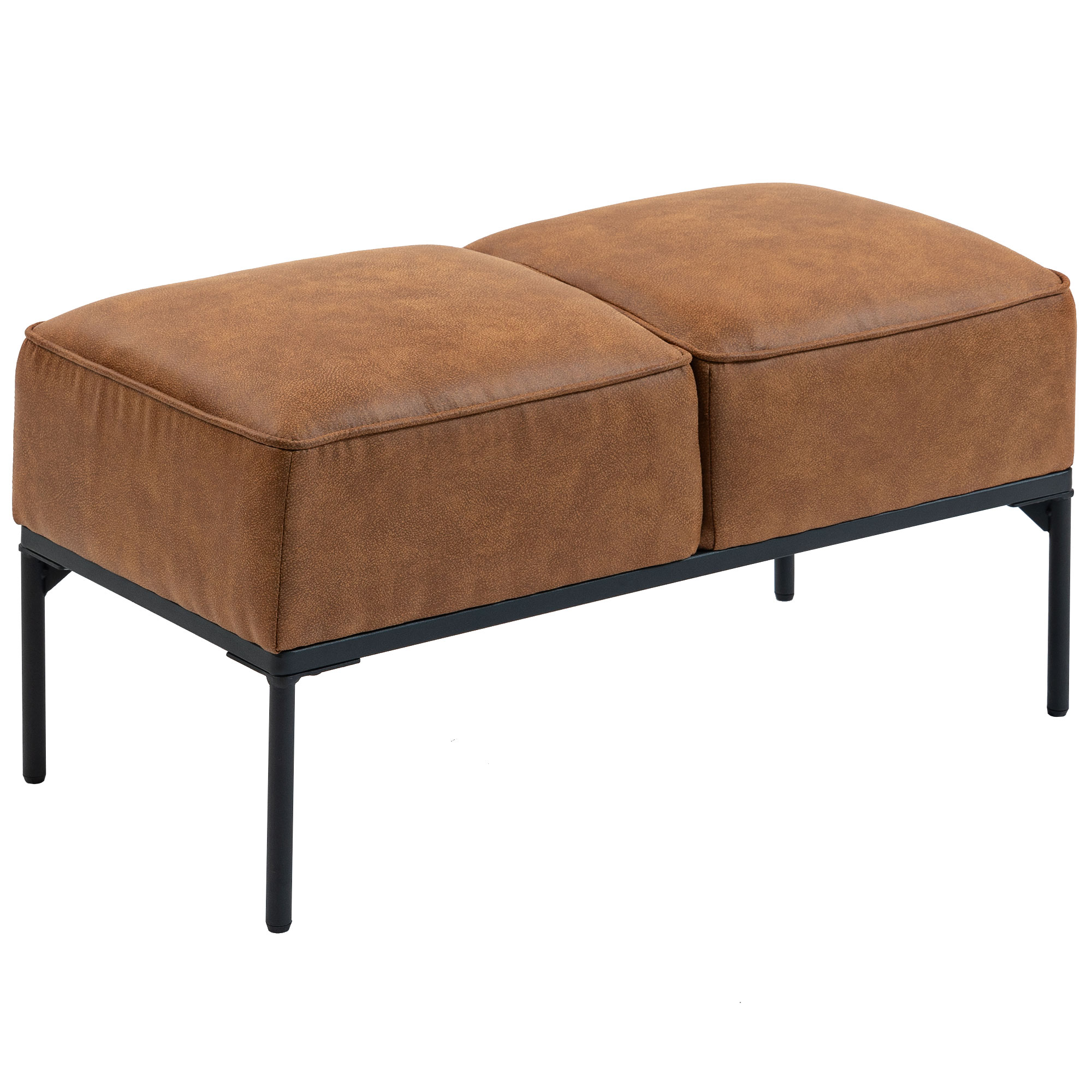HOMCOM Fußbank am Fußende, Moderne Bank mit Dick Gepolstertem Sitz und Stahlbeinen, Kunstleder, Schlafzimmer-Bank, Belastung 120kg, für Eingang, Flur, 80x40x46 cm, Braun Aosom