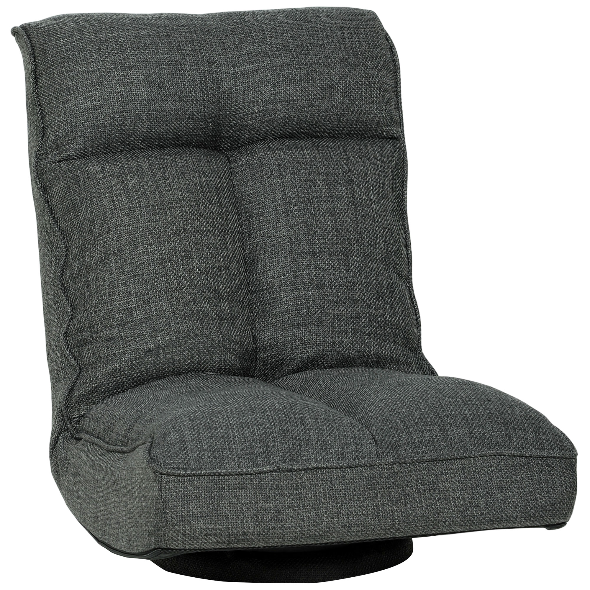 HOMCOM Klappbarer 360°-drehbarer Bodensessel, gepolsterter Bodensitz mit 5-fach verstellbarer Rückenlehne und breiter Sitzfläche, Loungesofa aus Leinen für Wohnzimmer, Büro, Schlafzimmer, 58x107x79cm, grau Aosom