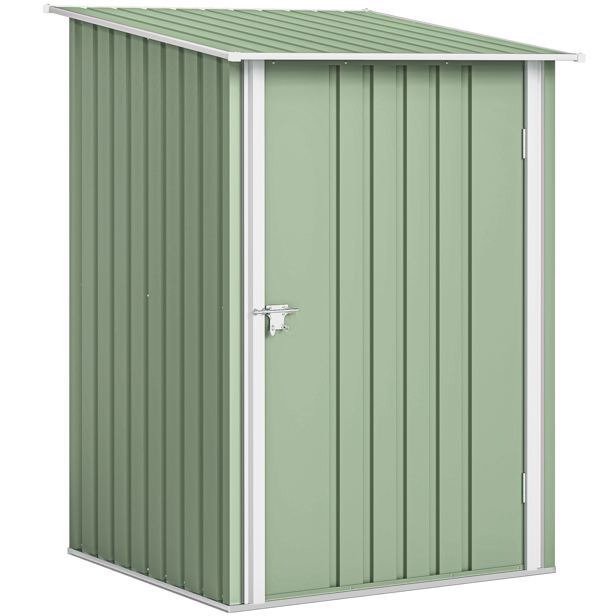 Outsunny Gartenhaus 0.92 m² aus verzinktem Stahl, Geräteschuppen mit verriegelbarer Tür, Schrägdach, 100x104x160 cm, Hellgrün Aosom