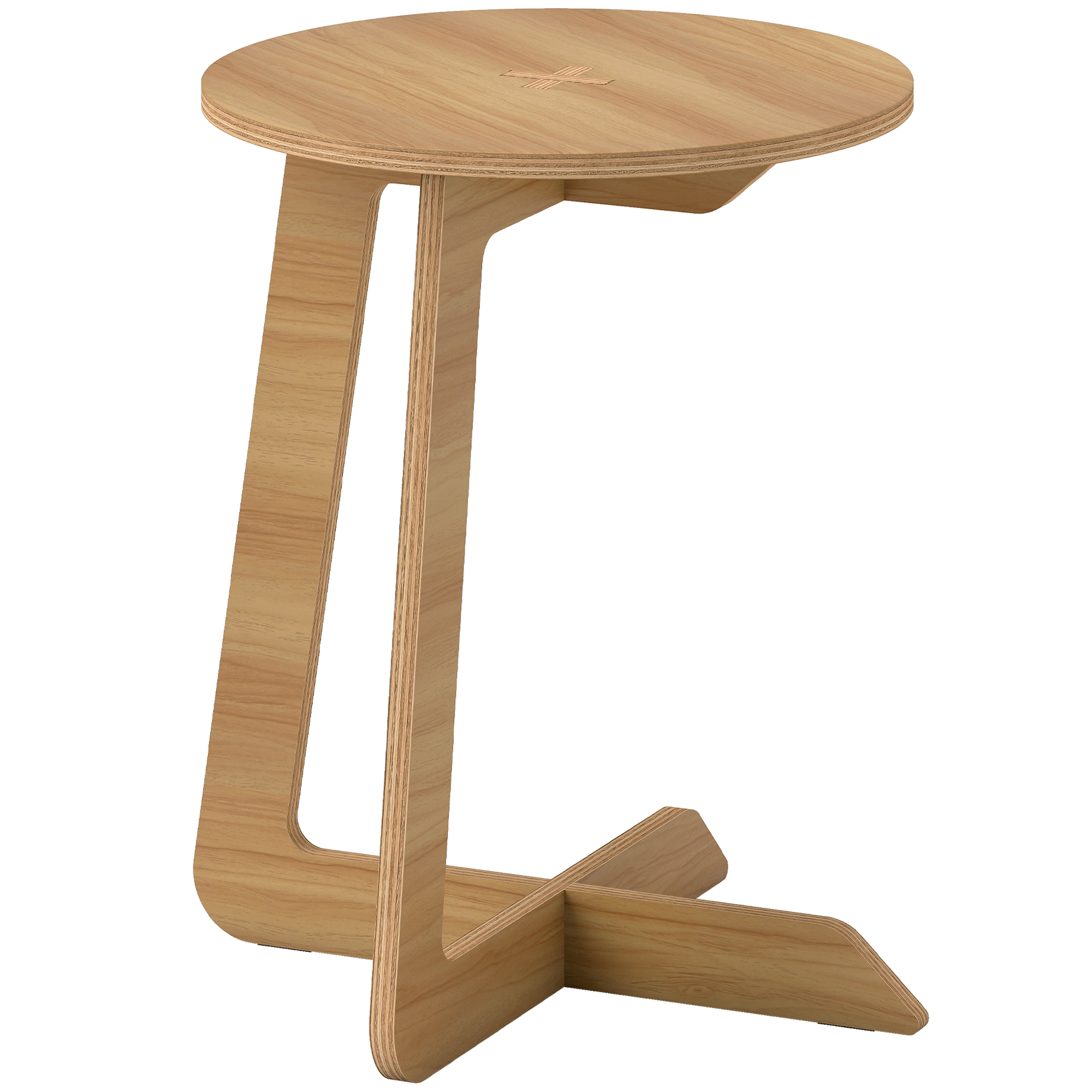 HOMCOM C‑förmiger Beistelltisch, runder Beistelltisch, schneller Aufbau, für kleine Räume, Wohnzimmer, Schlafzimmer, Natur Aosom