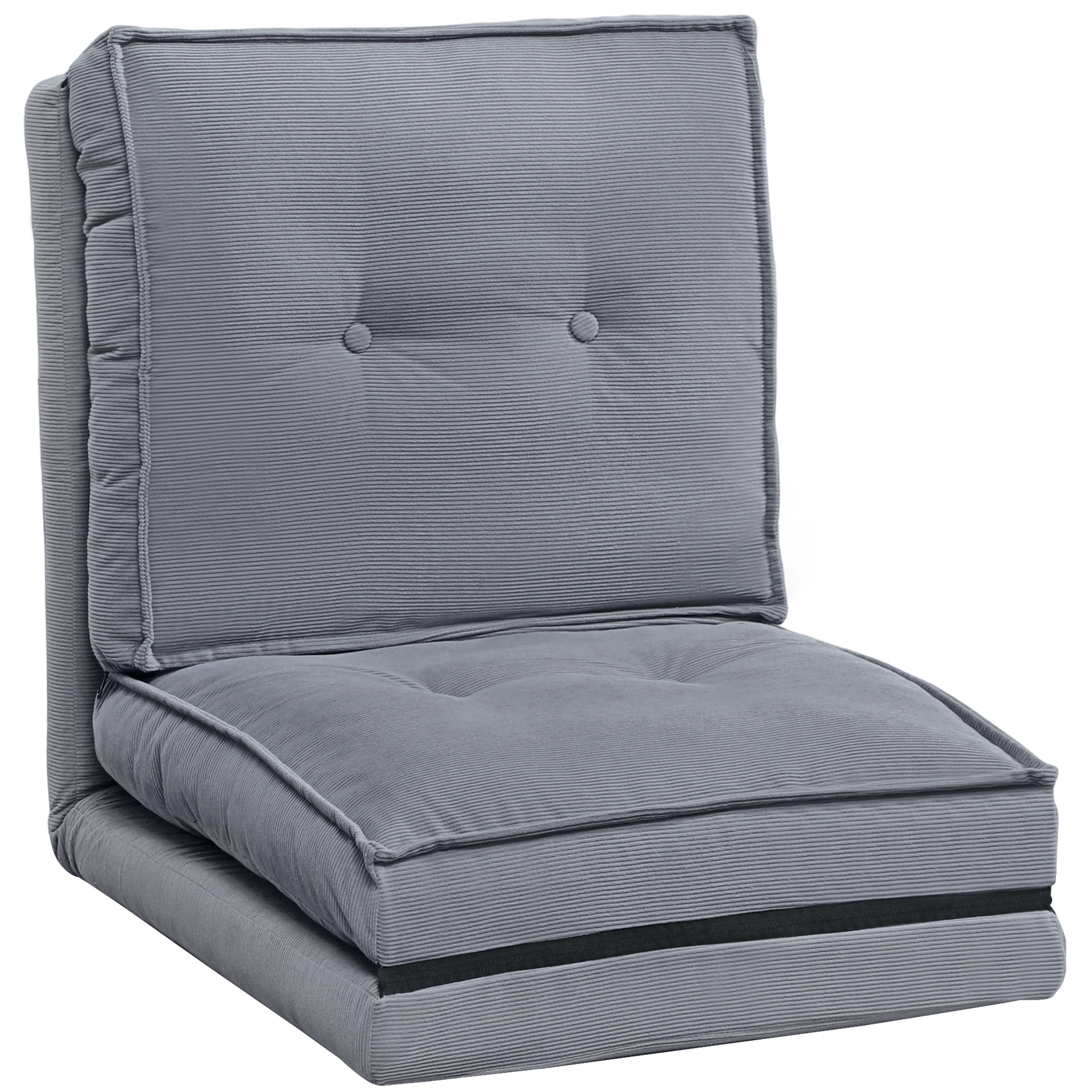 HOMCOM Klappbarer Bodensessel aus Cordvelours, weiche Bodenliege-Matratze, 5-fach verstellbare Rückenlehne, gepolstertes Schlafsofa für Wohnzimmer, Büro, Schlafzimmer, 59x230x15 cm, grau Aosom