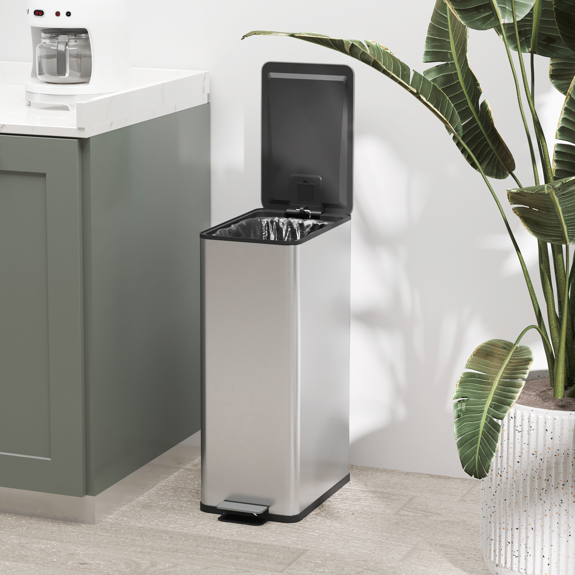  Cos de Gunoi cu Pedala 20L, 21.5x37.2x57 cm, Argintiu [7]