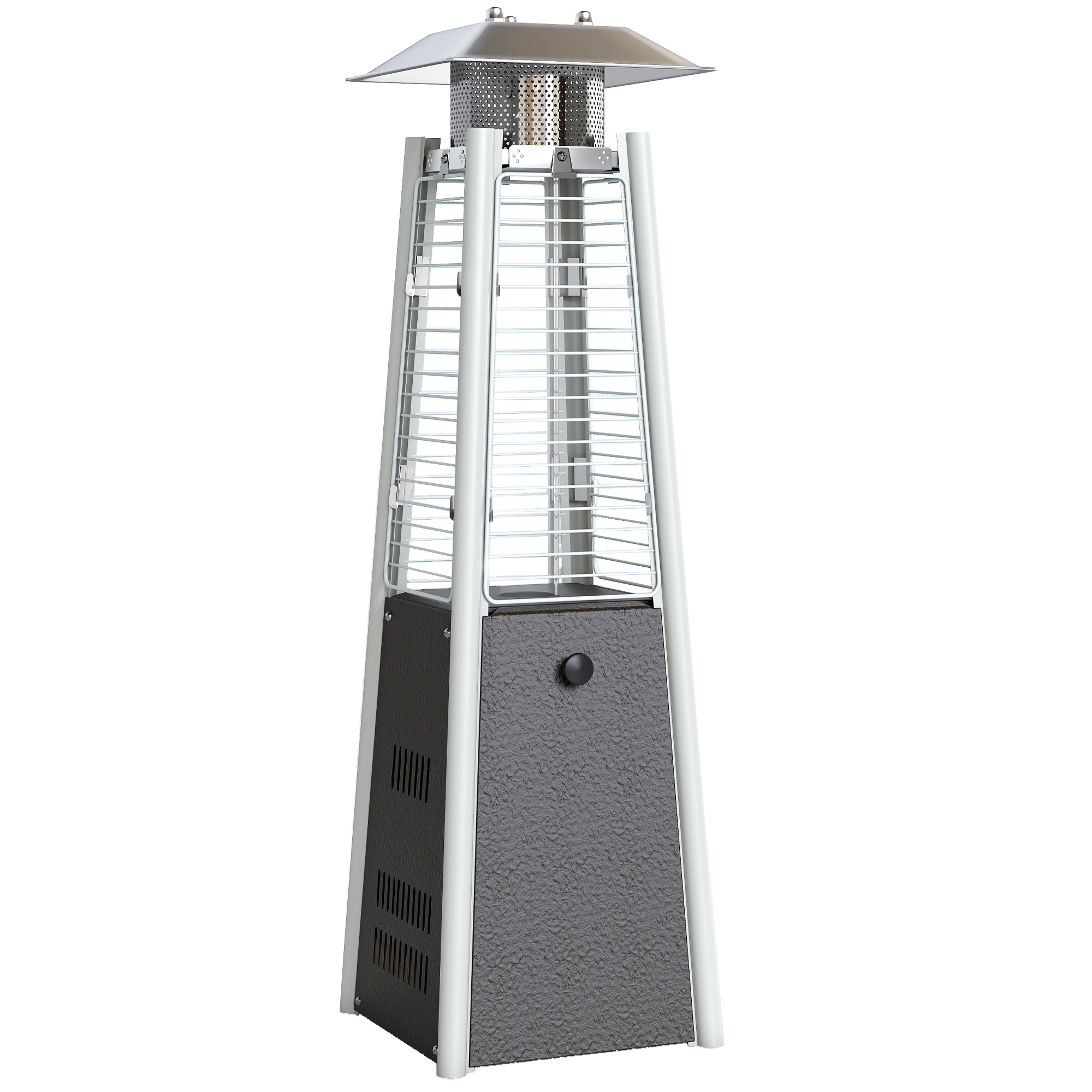 Outsunny Sobă portabilă pe gaz butan 3000W cu reglare a temperaturii, sistem anti-răsturnare și aprindere prin presiune Argintiu și Bronz | Aosom Romania