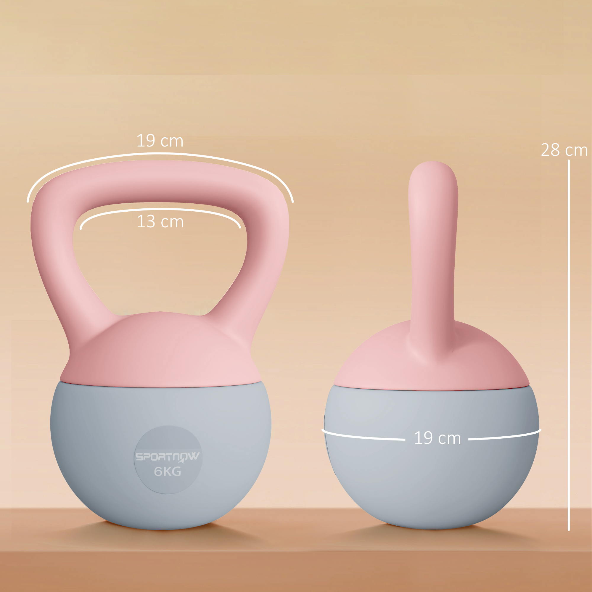 Kettlebell SPORTNOW 6 Kg – Remplie De Sable, Poignée Antidérapante, Base Stable, Pour Débutants Et Entraînement à Domicile