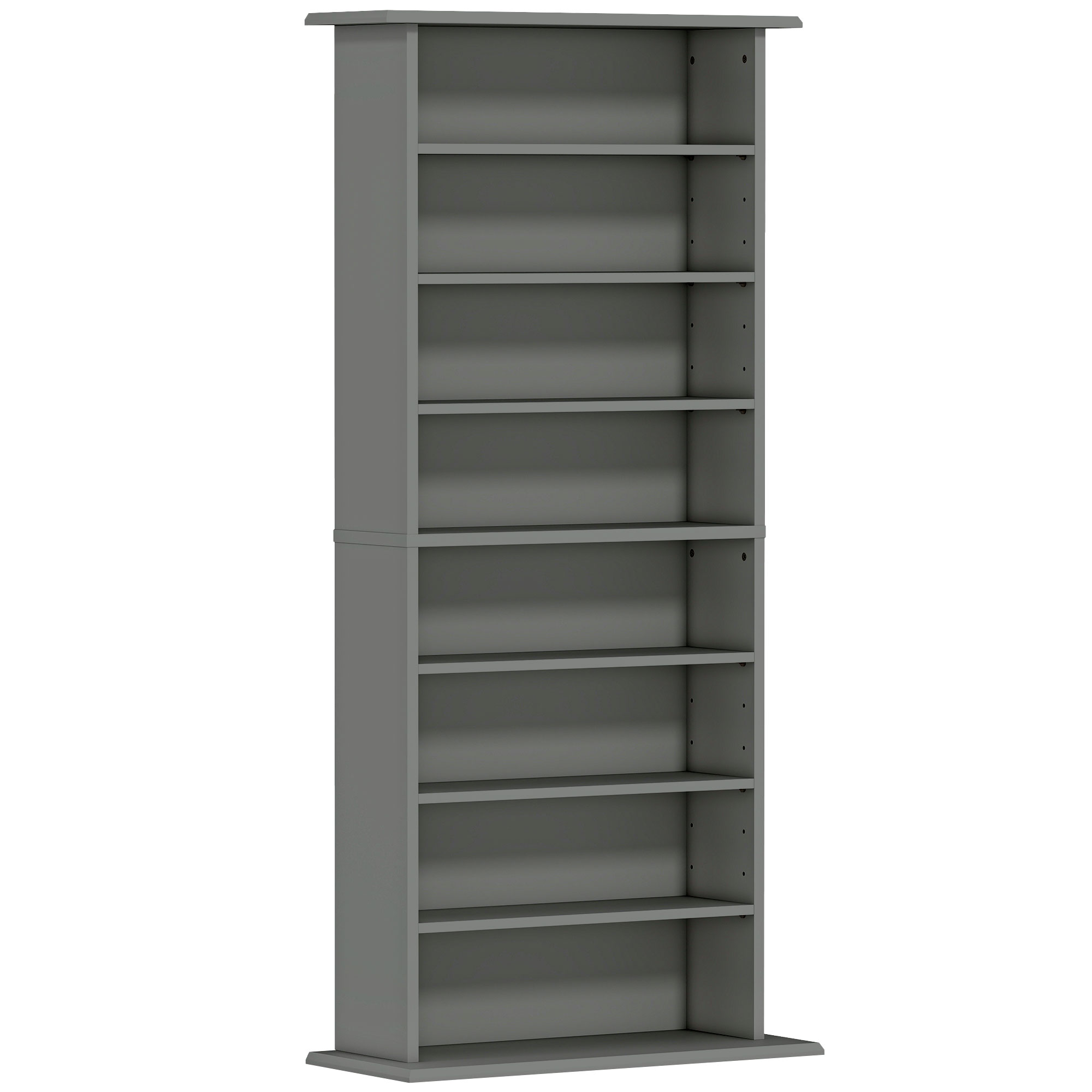 HOMCOM CD- und DVD-Aufbewahrung, Multimedia-Aufbewahrung bis zu 360 CD/185 DVD & Blu-ray, 8 Fächer mit 6 verstellbaren Einlegeböden, für Wohnzimmer/Schlafzimmer, 58 x 24 x 126,3 cm, grau Aosom