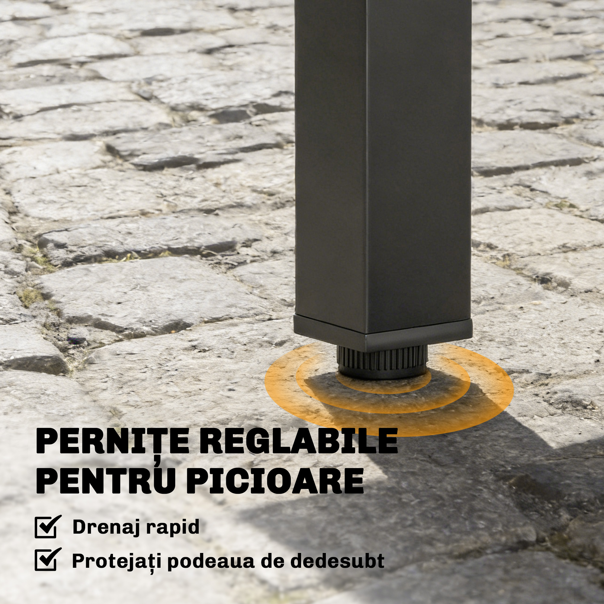 Masa Extensibila cu sipci pentru Gradina, 4-6 Persoane, din Aluminiu si Otel, 80/160x80 cm, Negru [6]